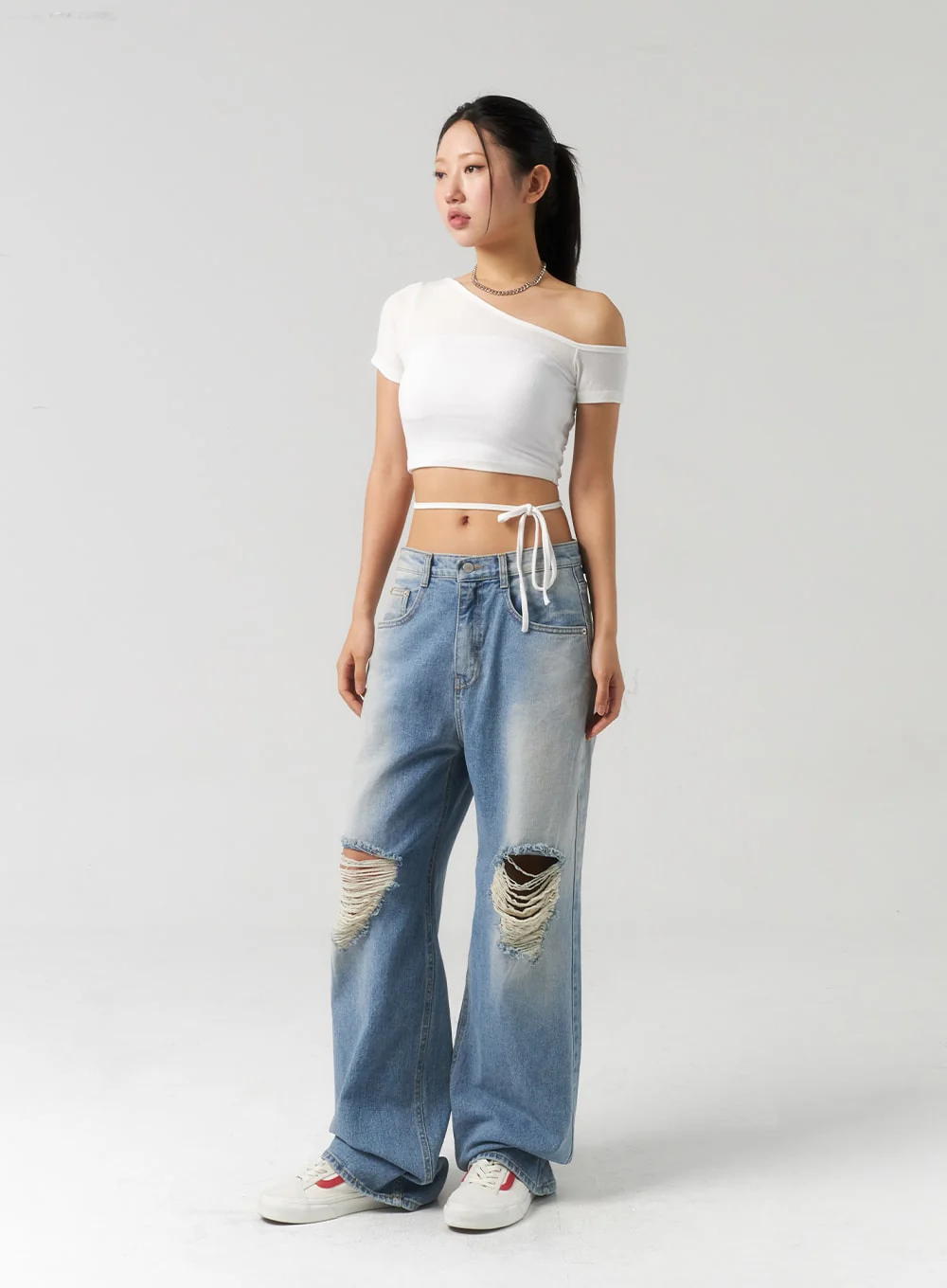 Waist Strap Cropped Tee CU326 - Image 8