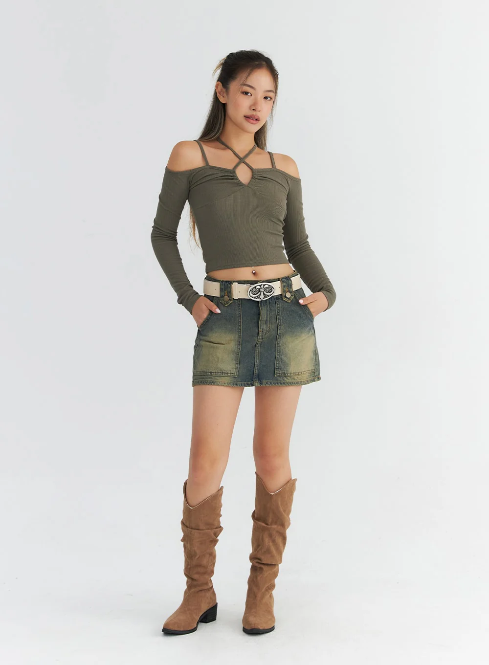 Wash Pocket Denim Mini Skirt CO311 - Image 8