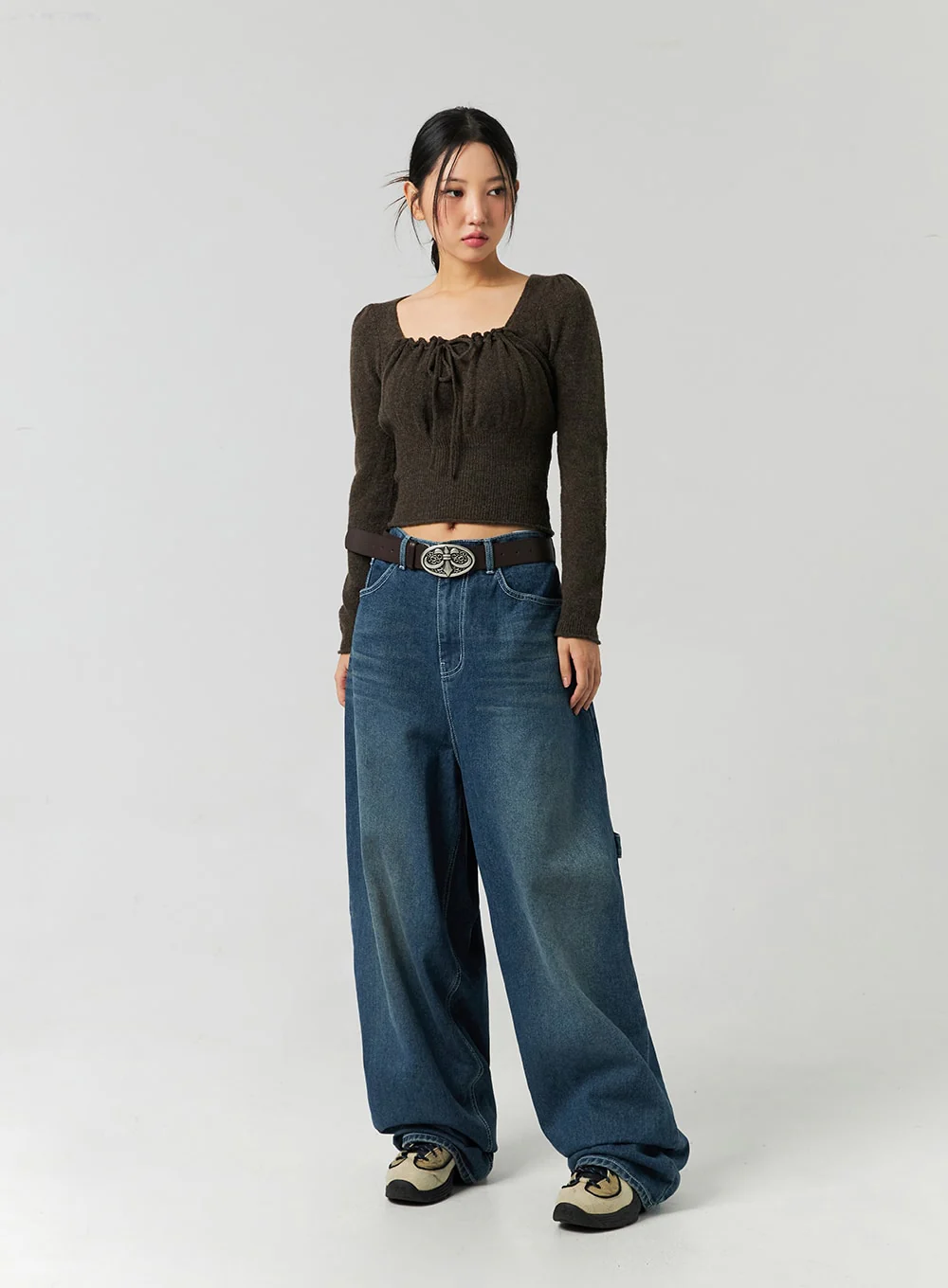Washed Cotton Wide Leg Jeans CO323 - Image 11