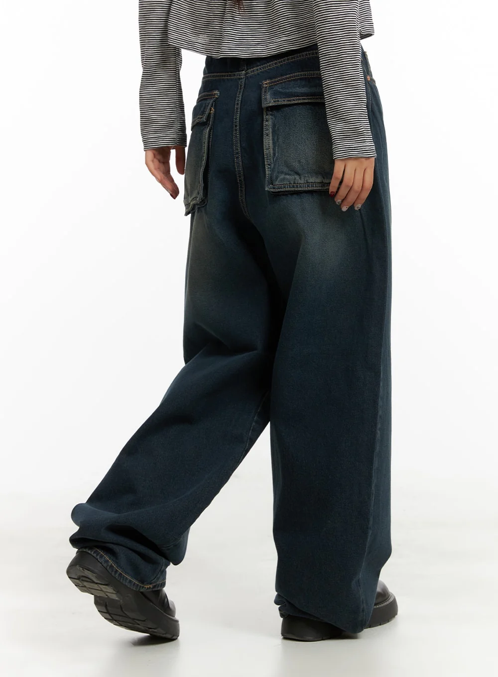 Washed Denim Baggy Jeans CA415 - Image 5