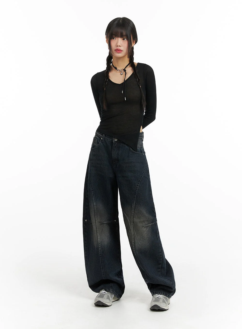 Washed Denim Baggy Jeans CF422 - Image 2