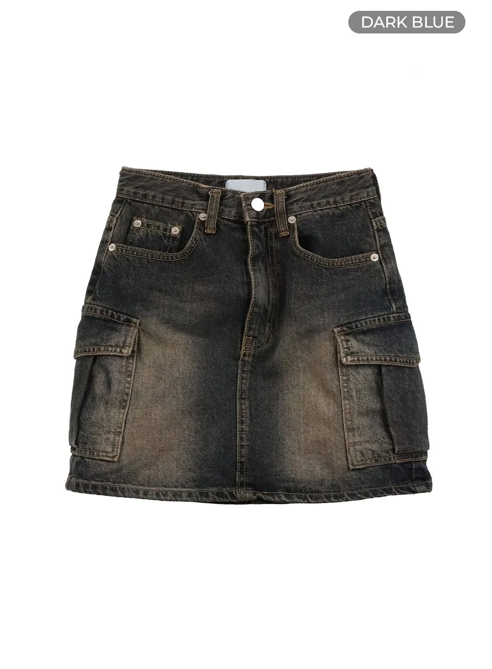 Washed Denim Cargo Mini Skirt IY410 - Image 9