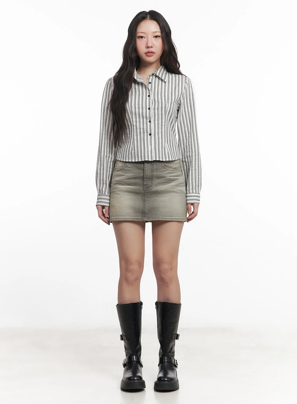 Washed Denim Mini Skirt IM528 - Image 4