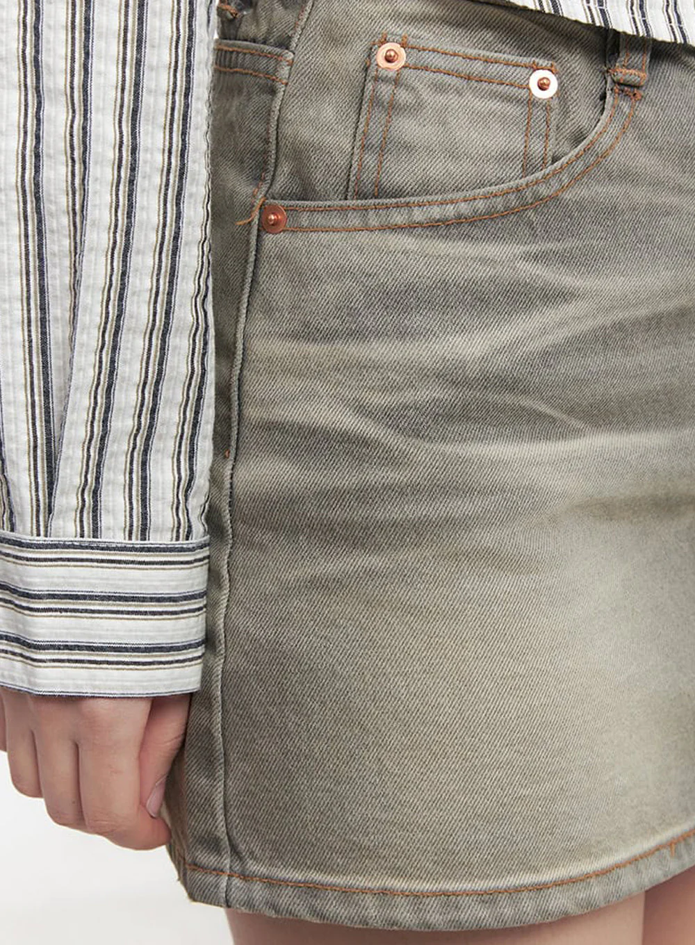 Washed Denim Mini Skirt IM528 - Image 5