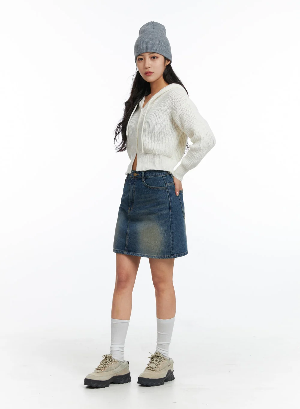 Washed Mini Denim Skirt OJ431 - Image 2