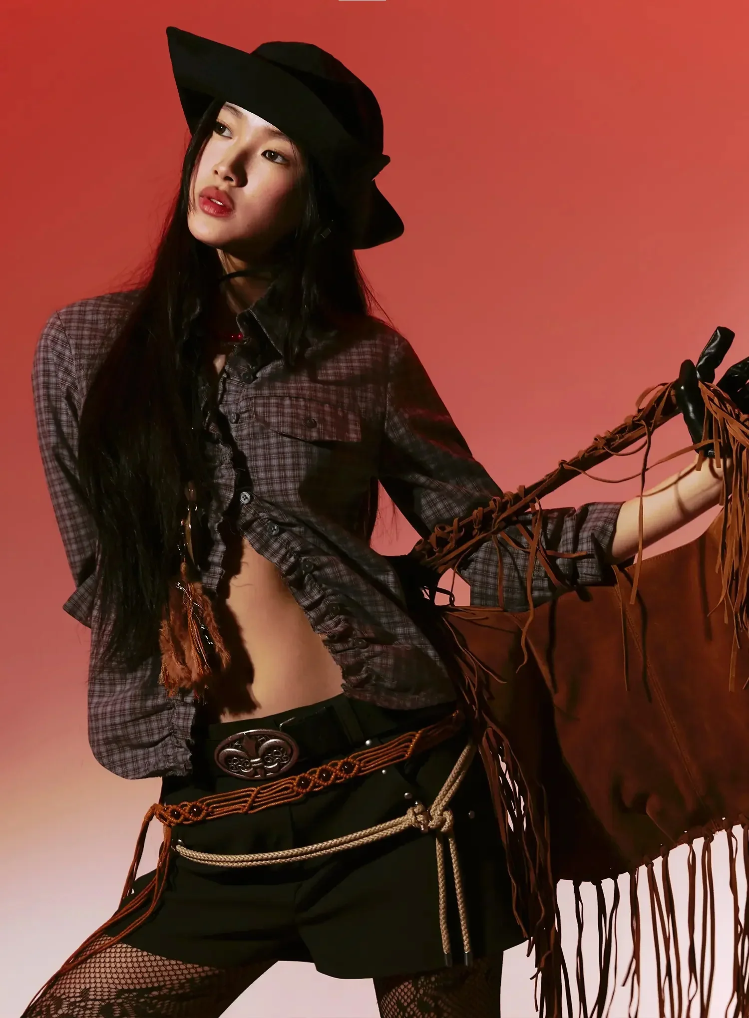 Western Style Suede Tassel Bag IM530 - Image 2