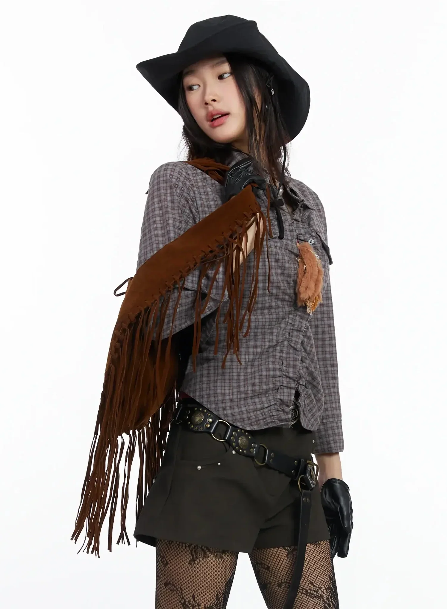 Western Style Suede Tassel Bag IM530 - Image 3