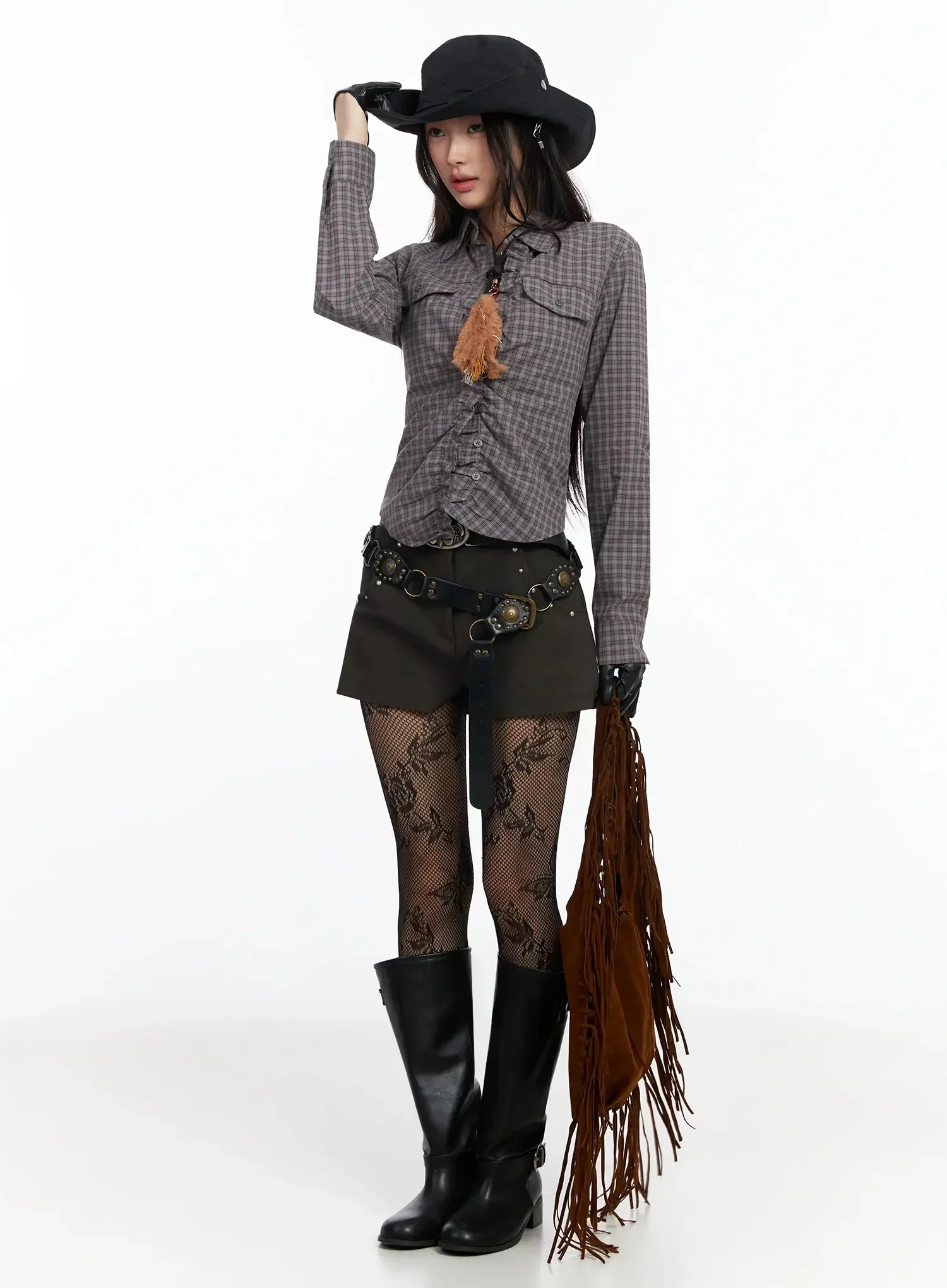 Western Style Suede Tassel Bag IM530 - Image 5