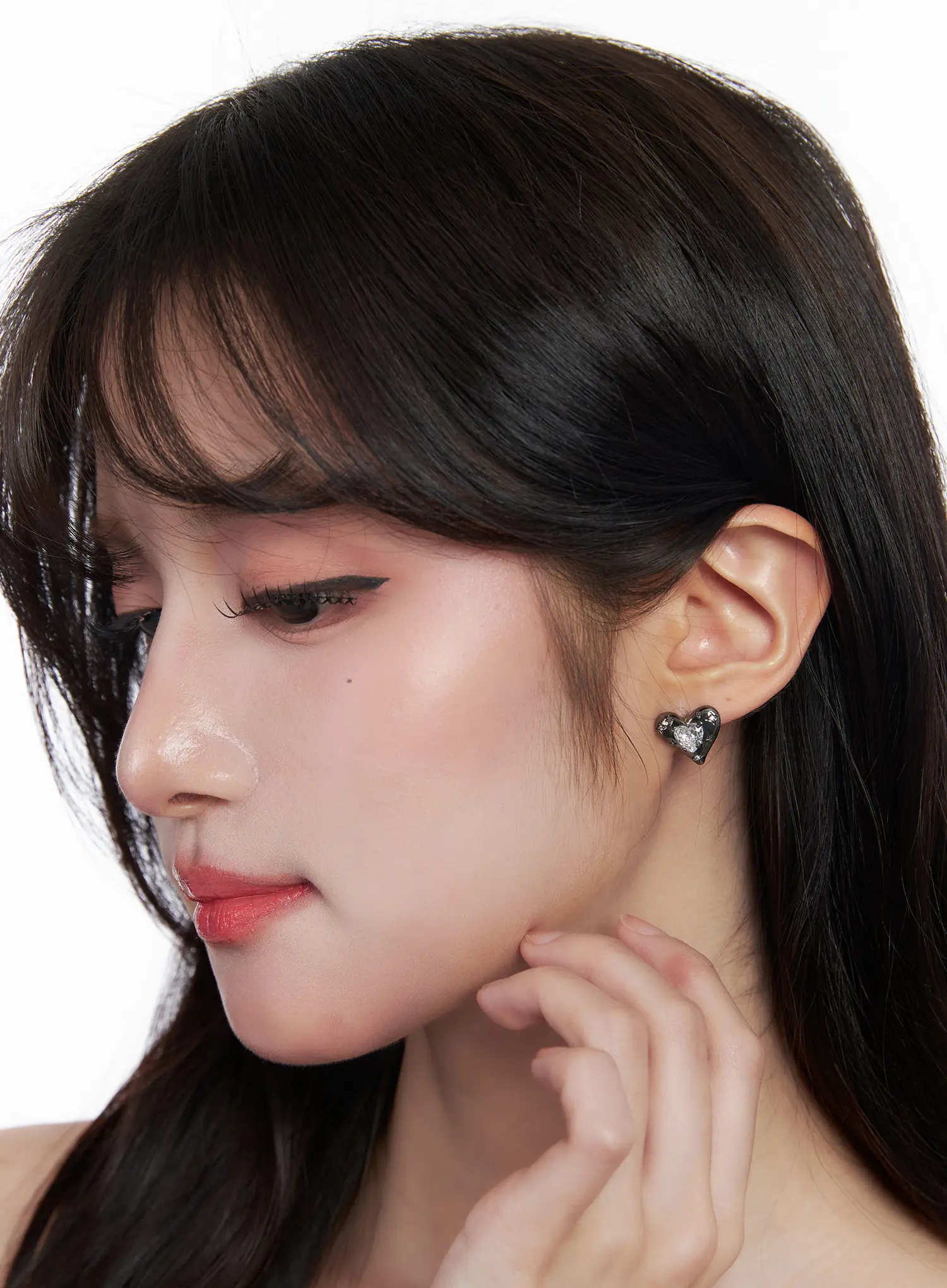 White Heart Earrings CJ523 - Image 2