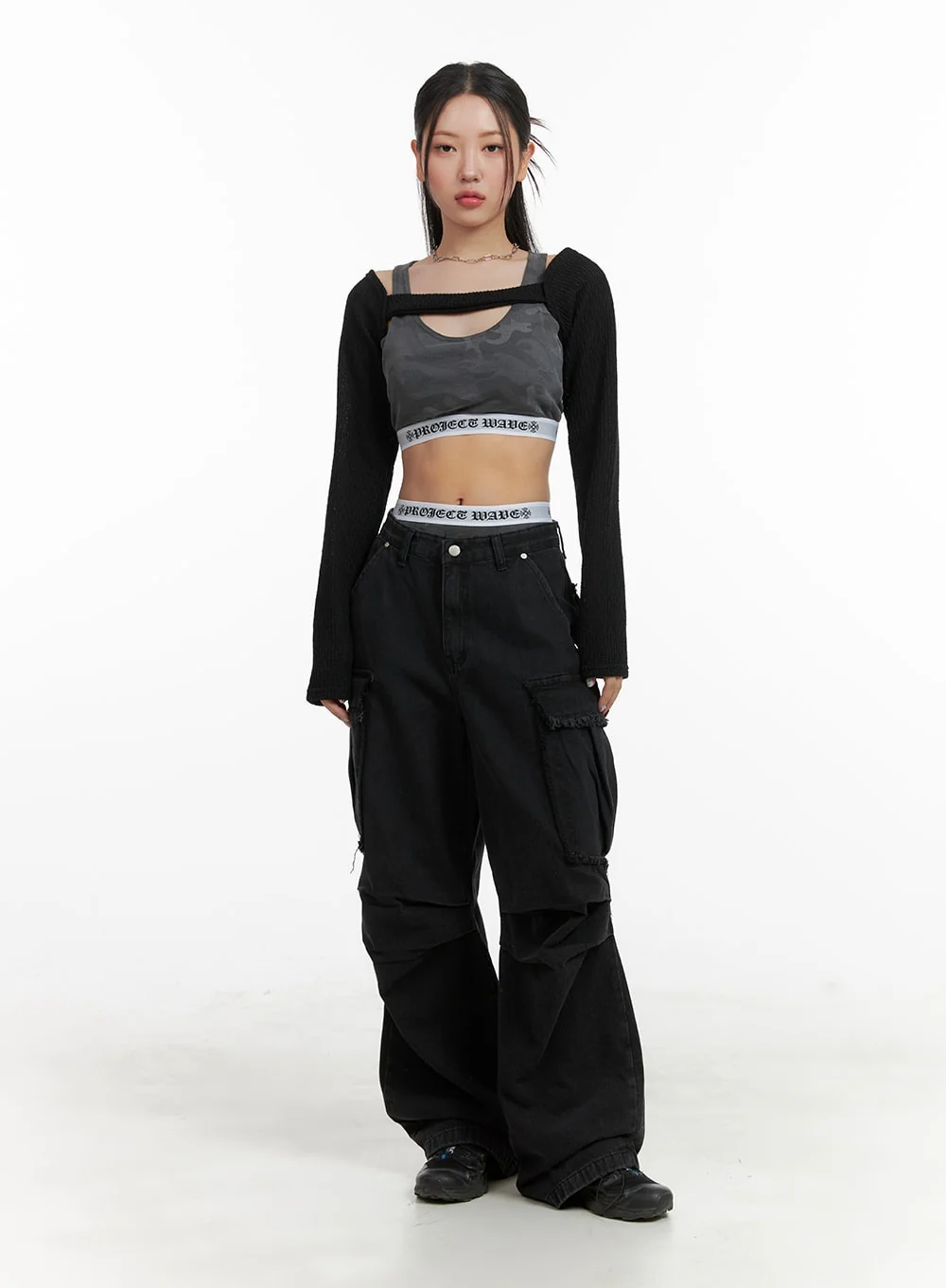 Wide Fit Cargo Baggy Jeans CA416 - Image 2