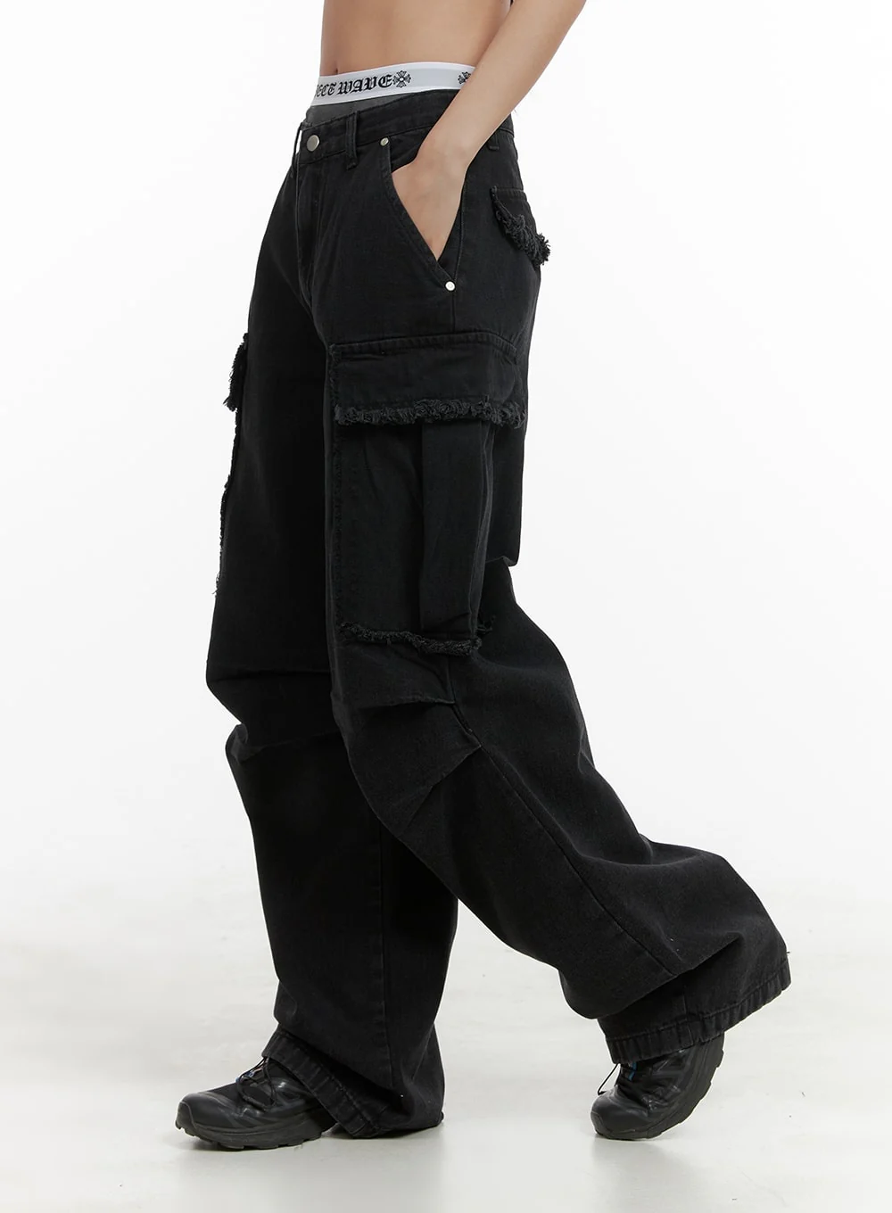 Wide Fit Cargo Baggy Jeans CA416 - Image 3