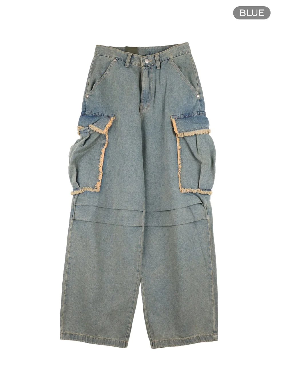 Wide Fit Cargo Baggy Jeans CA416 - Image 9