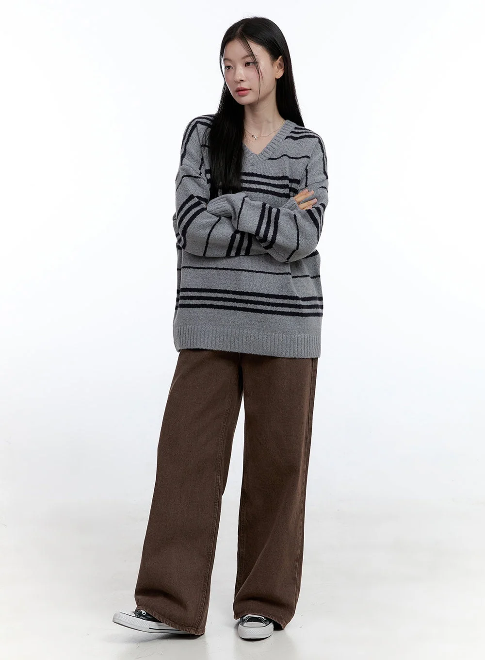 Wide-Fit Solid Cotton Pants OO429 - Image 2