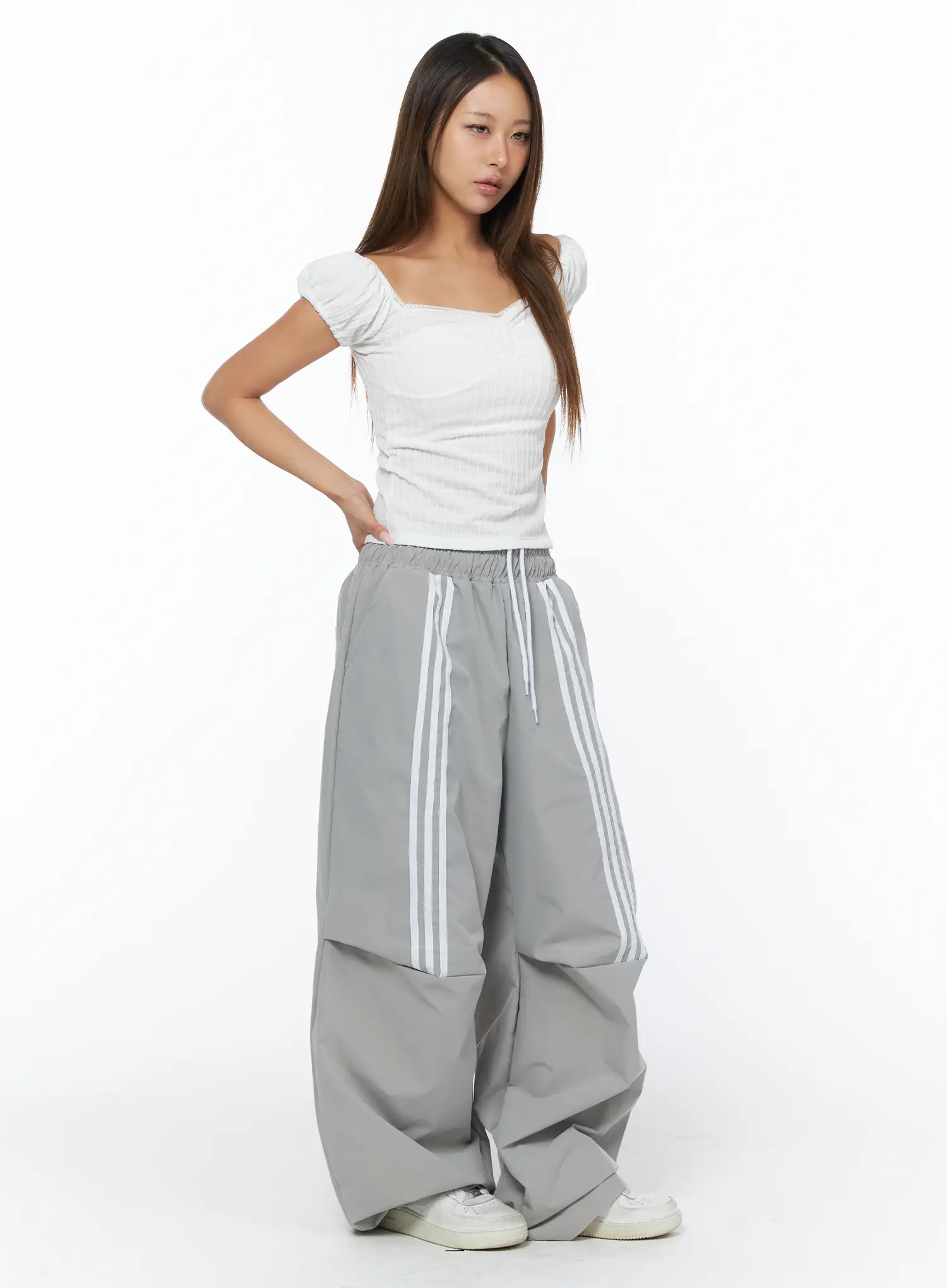 Wide Leg Athletic Pants with Stripe Detail CA516 - Image 5