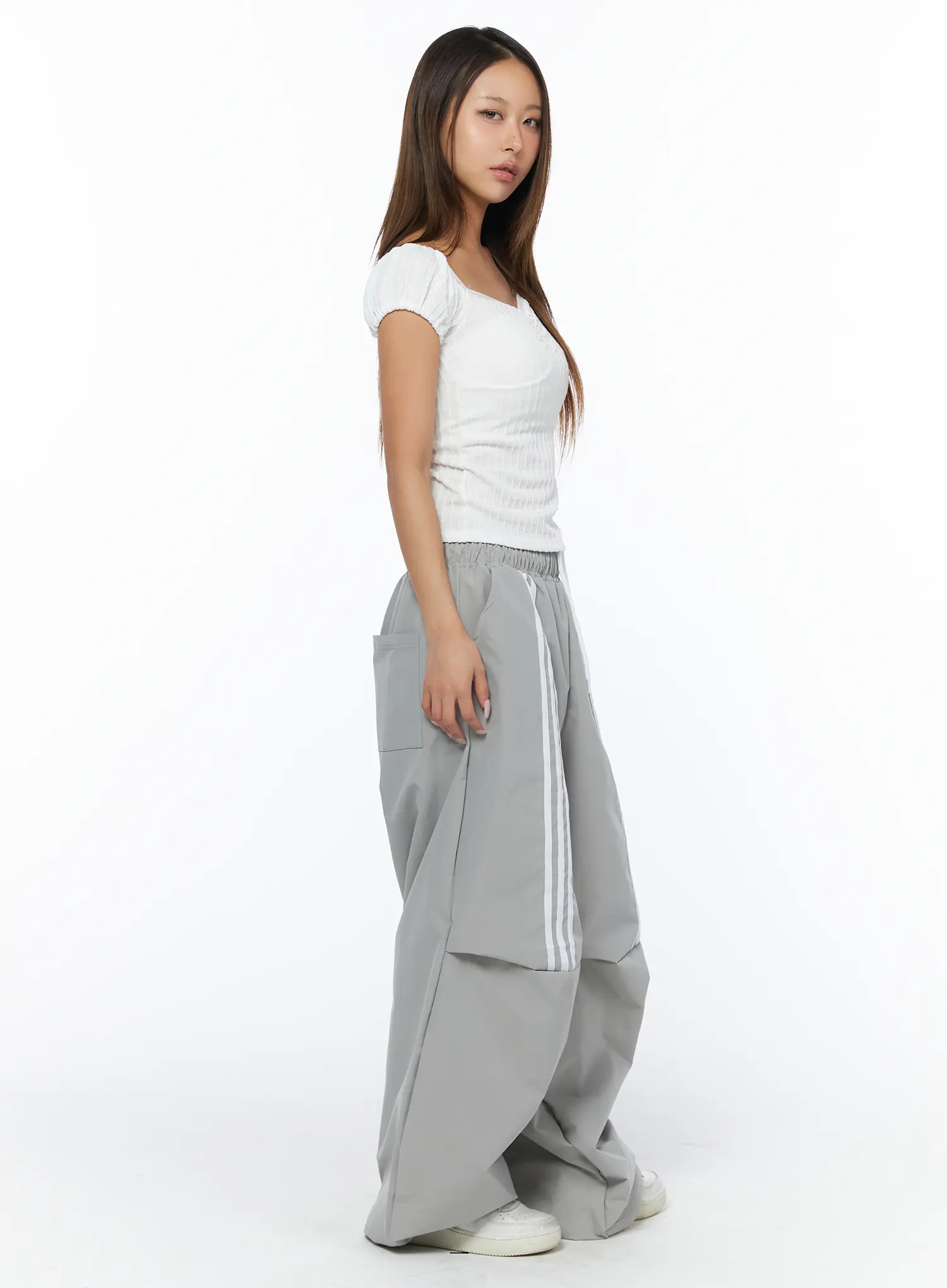 Wide Leg Athletic Pants with Stripe Detail CA516 - Image 6