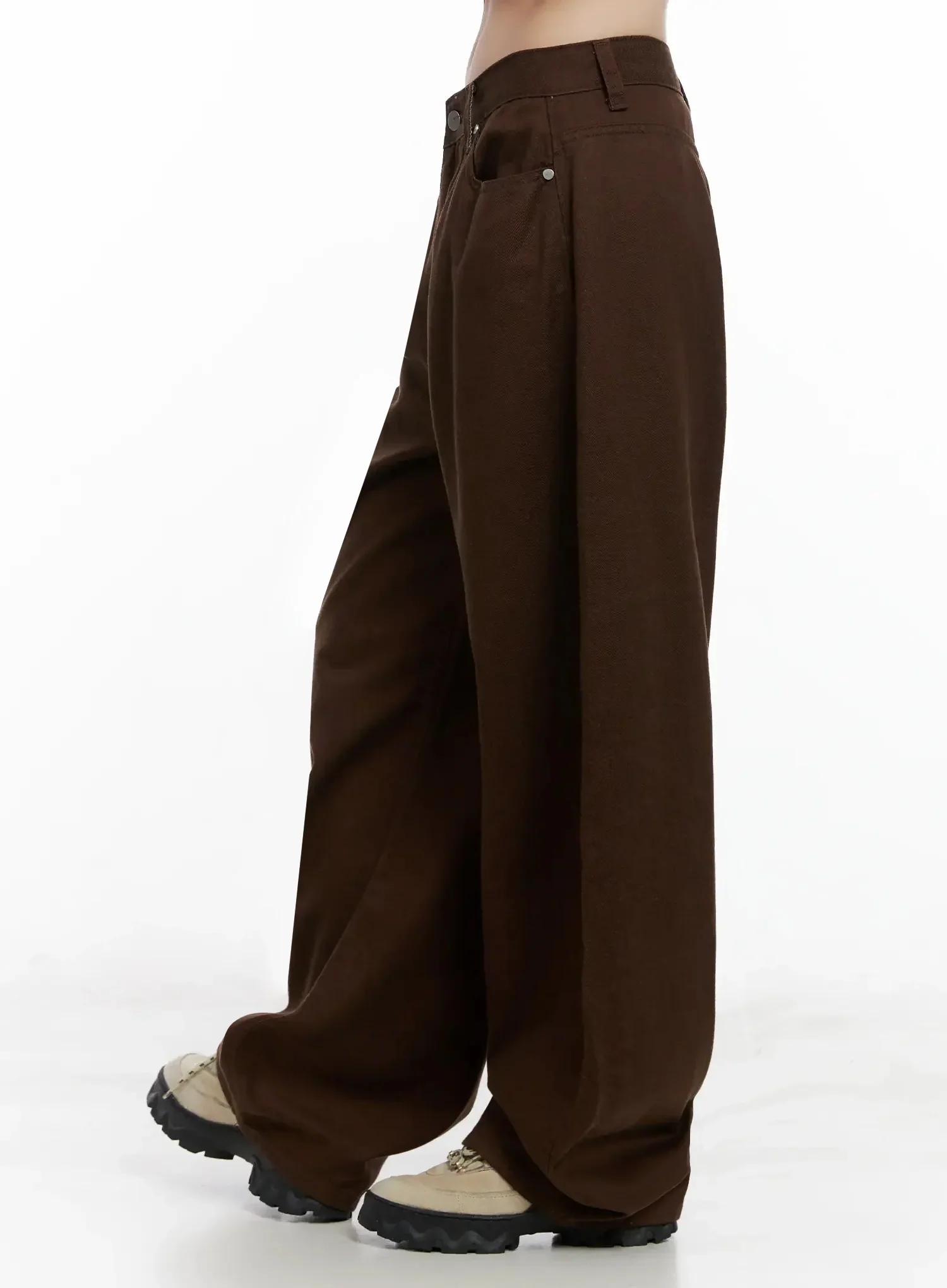 Wide-Leg Brown Cotton Pants IL531 - Image 15