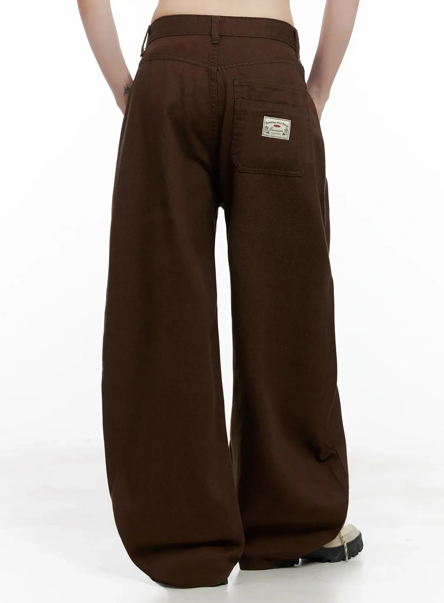 Wide-Leg Brown Cotton Pants IL531 - Image 16