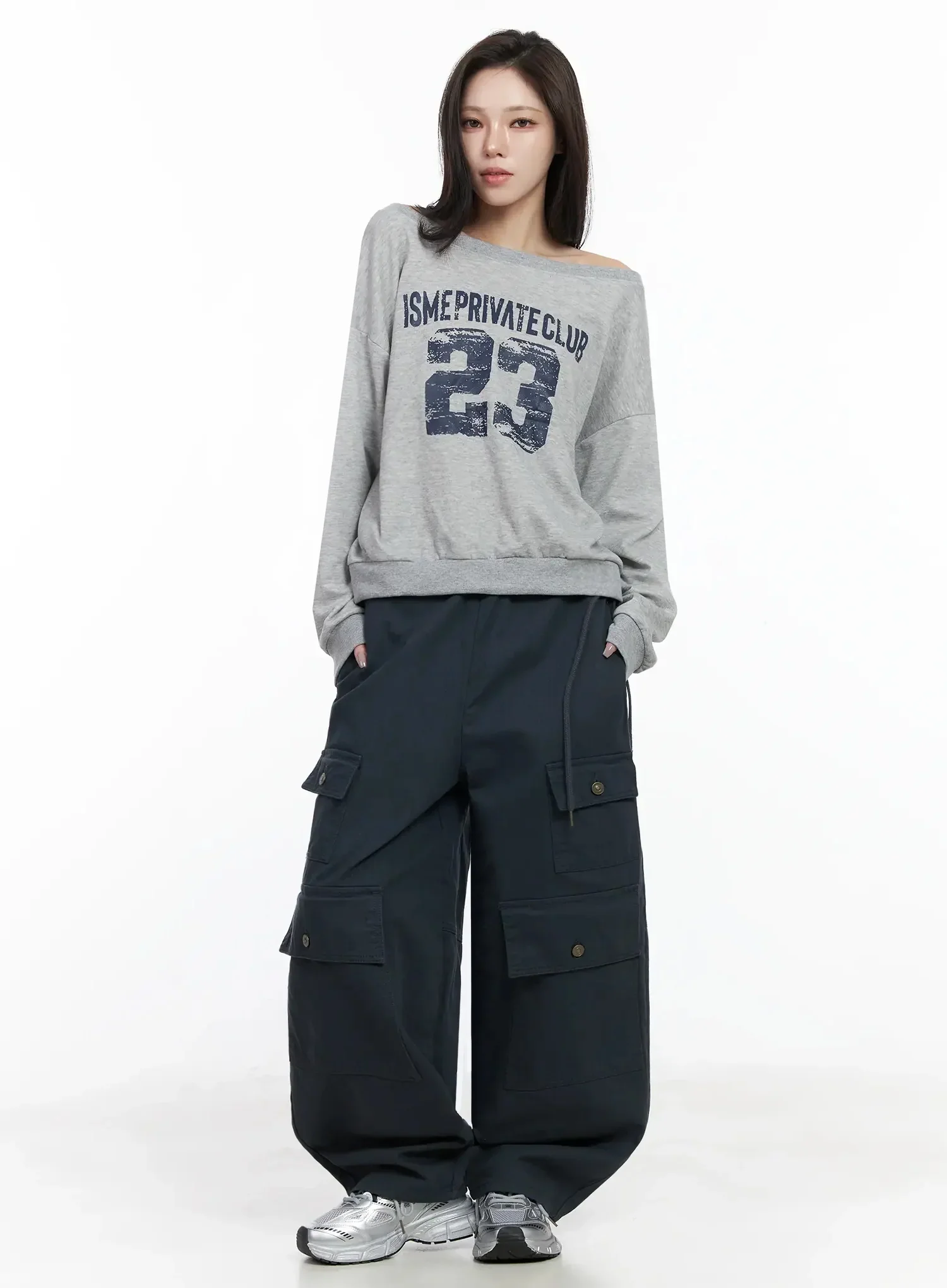 Wide Leg Cargo Pants IJ528 - Image 3