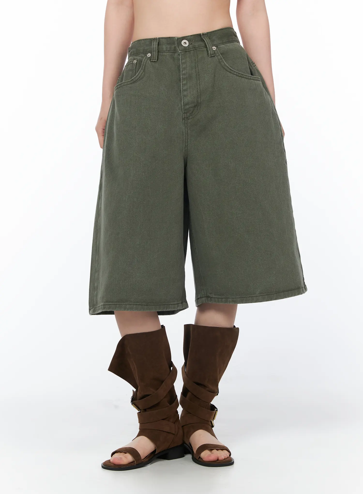 Wide Leg Cotton Bermuda Shorts CY506 - Image 2