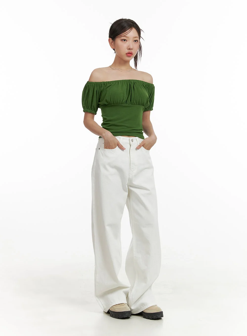 Wide Leg Cotton Trousers CU404 - Image 2