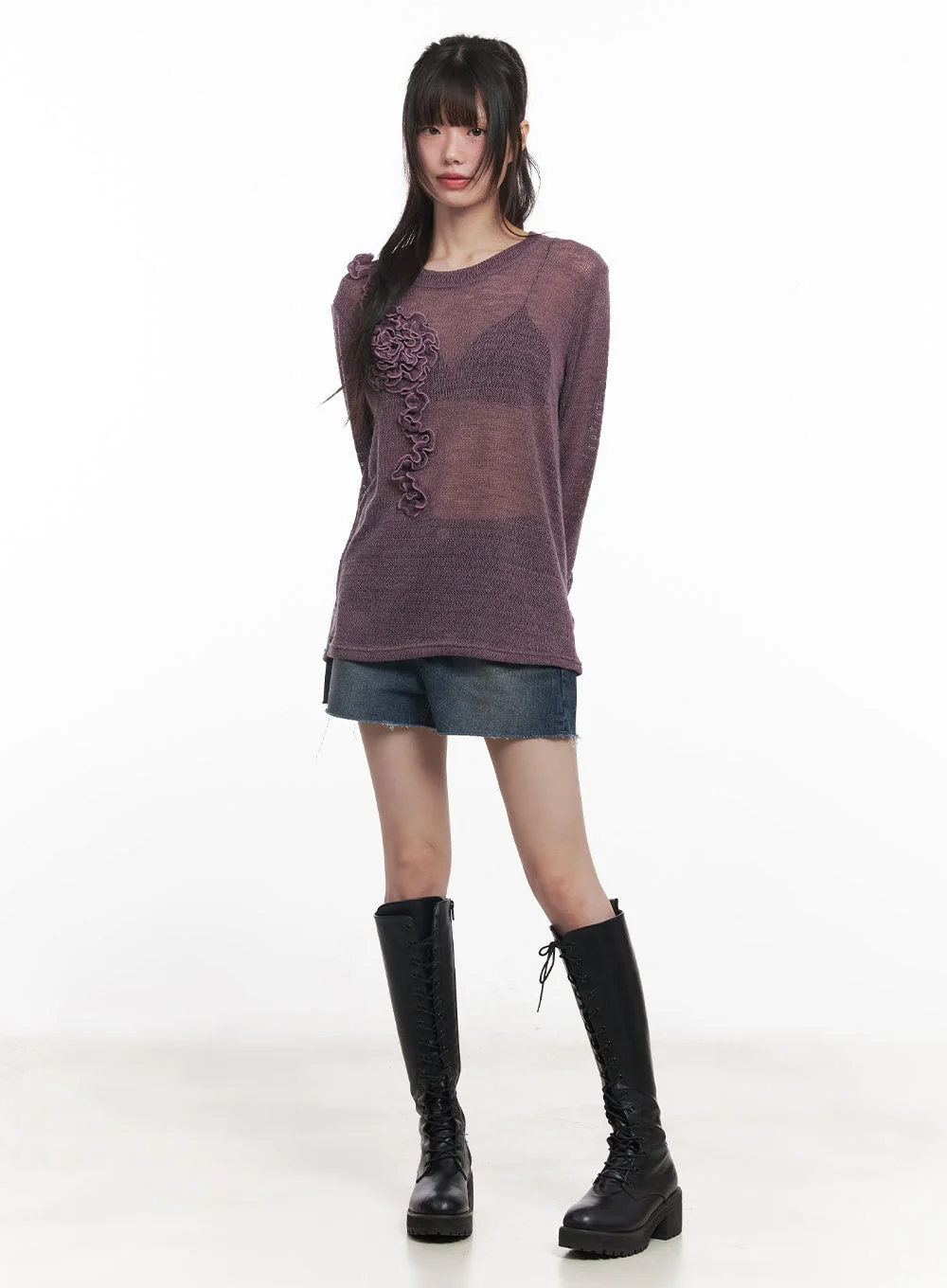 Wide-Leg Denim Shorts CY520 - Image 2