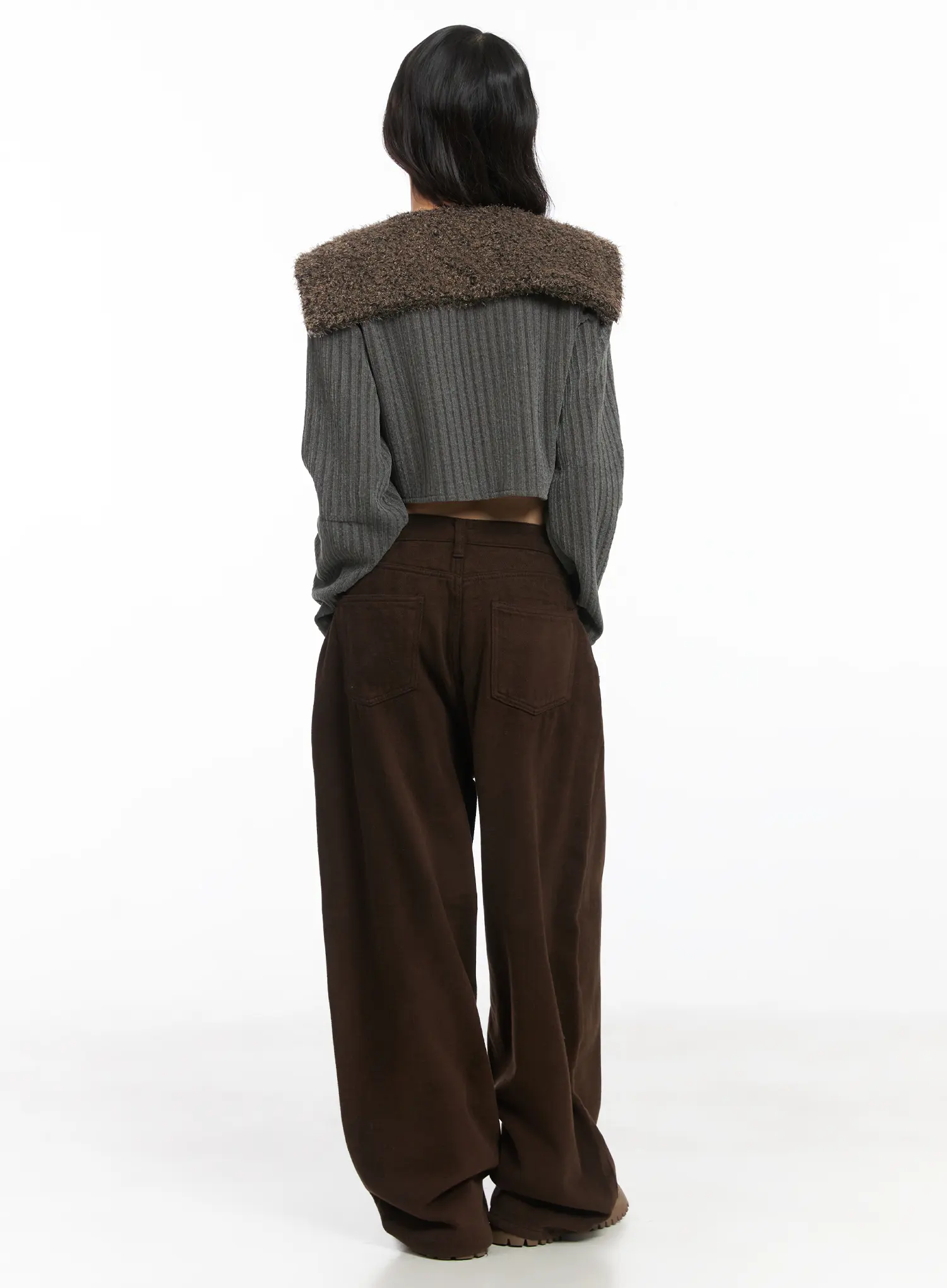 Wide Leg Fleece-Lined Cotton Pants CD531 - Image 8