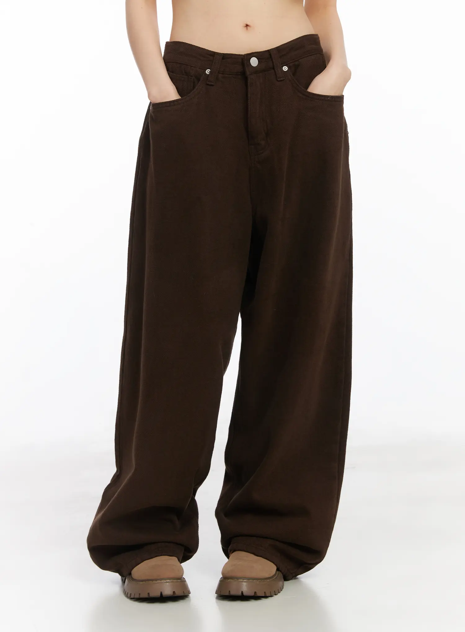 Wide Leg Fleece-Lined Cotton Pants CD531 - Image 9