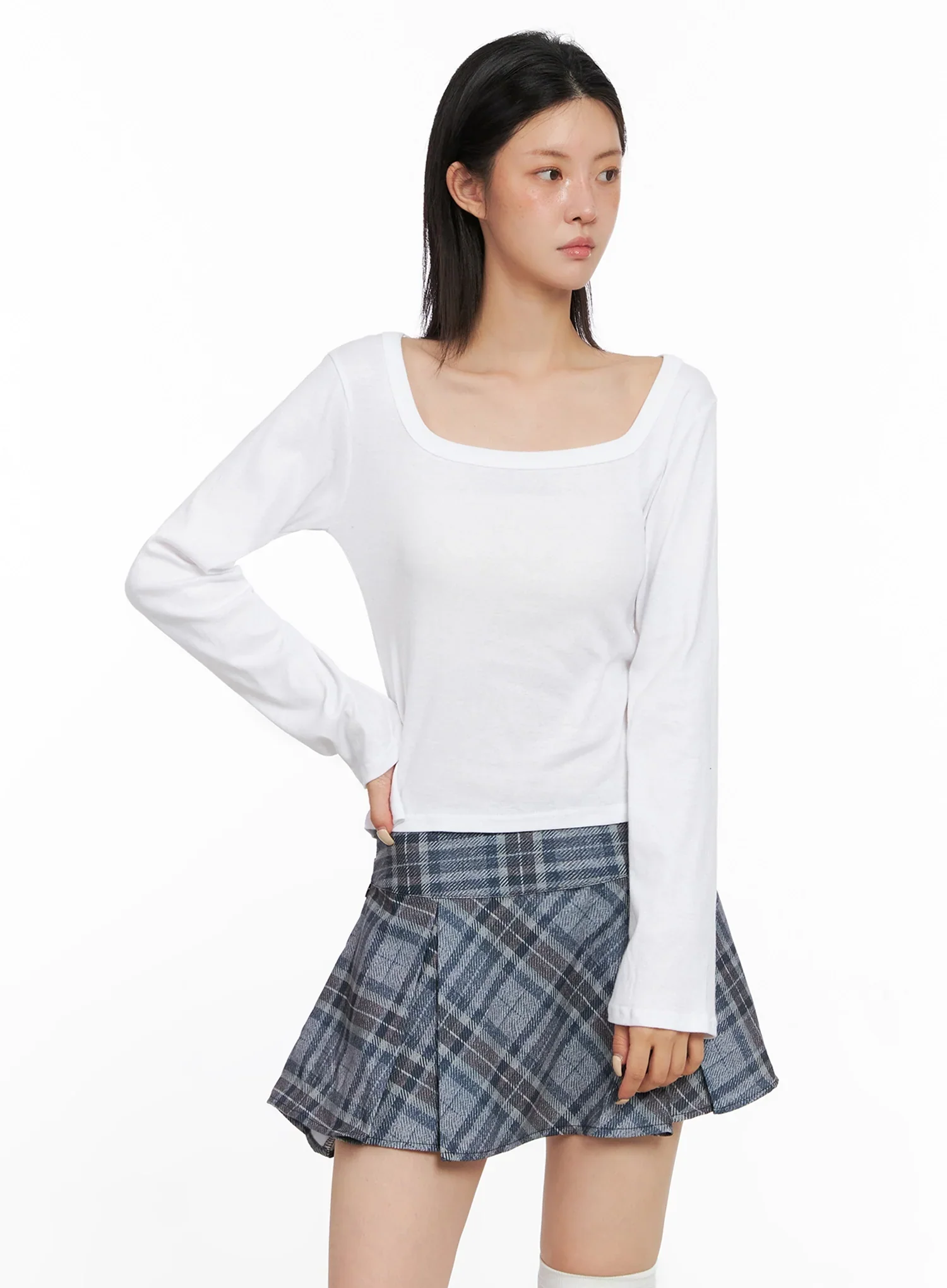 Wide Neck Fitted Long Sleeve Top IS508 - Image 11