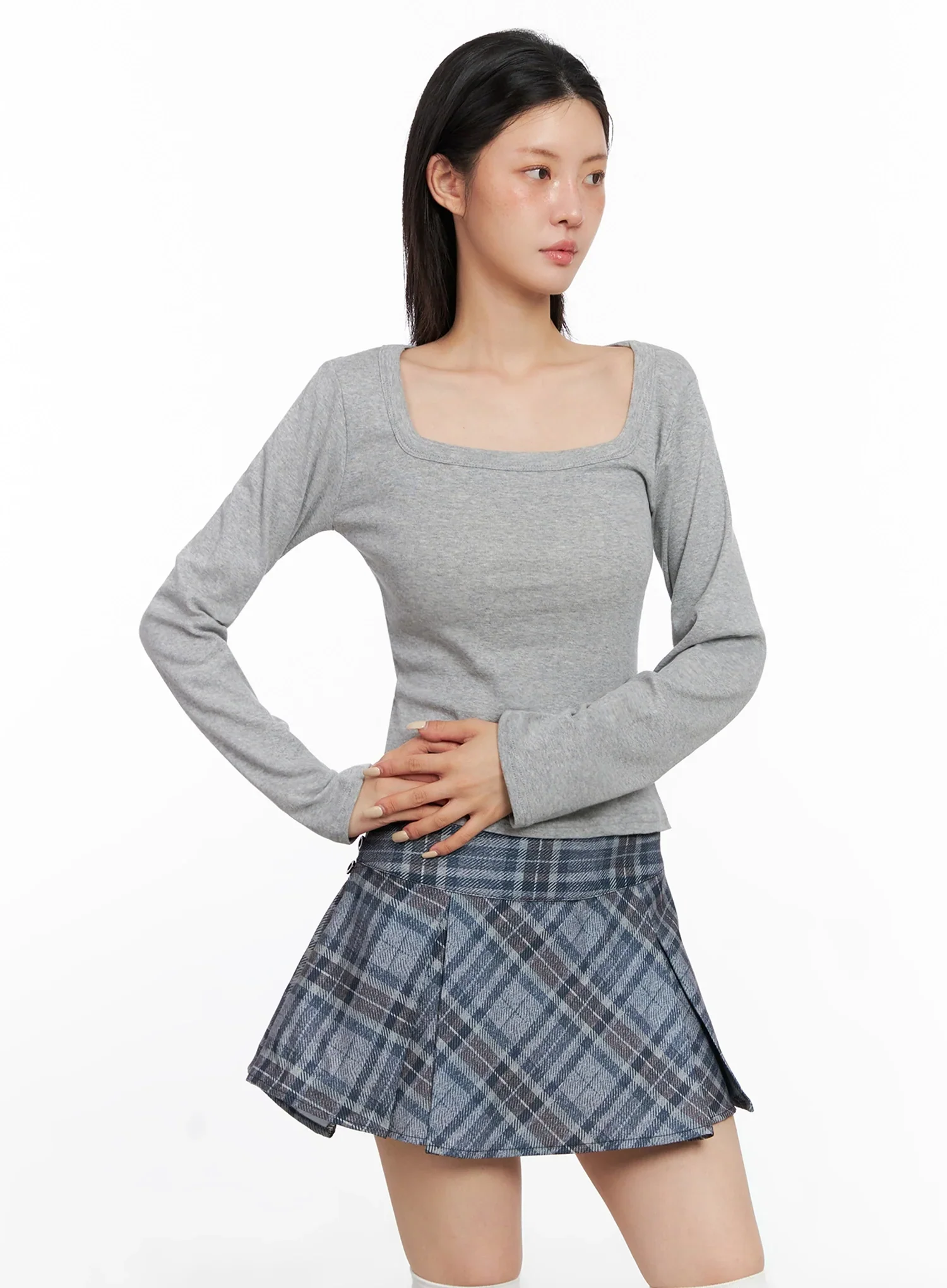 Wide Neck Fitted Long Sleeve Top IS508 - Image 12