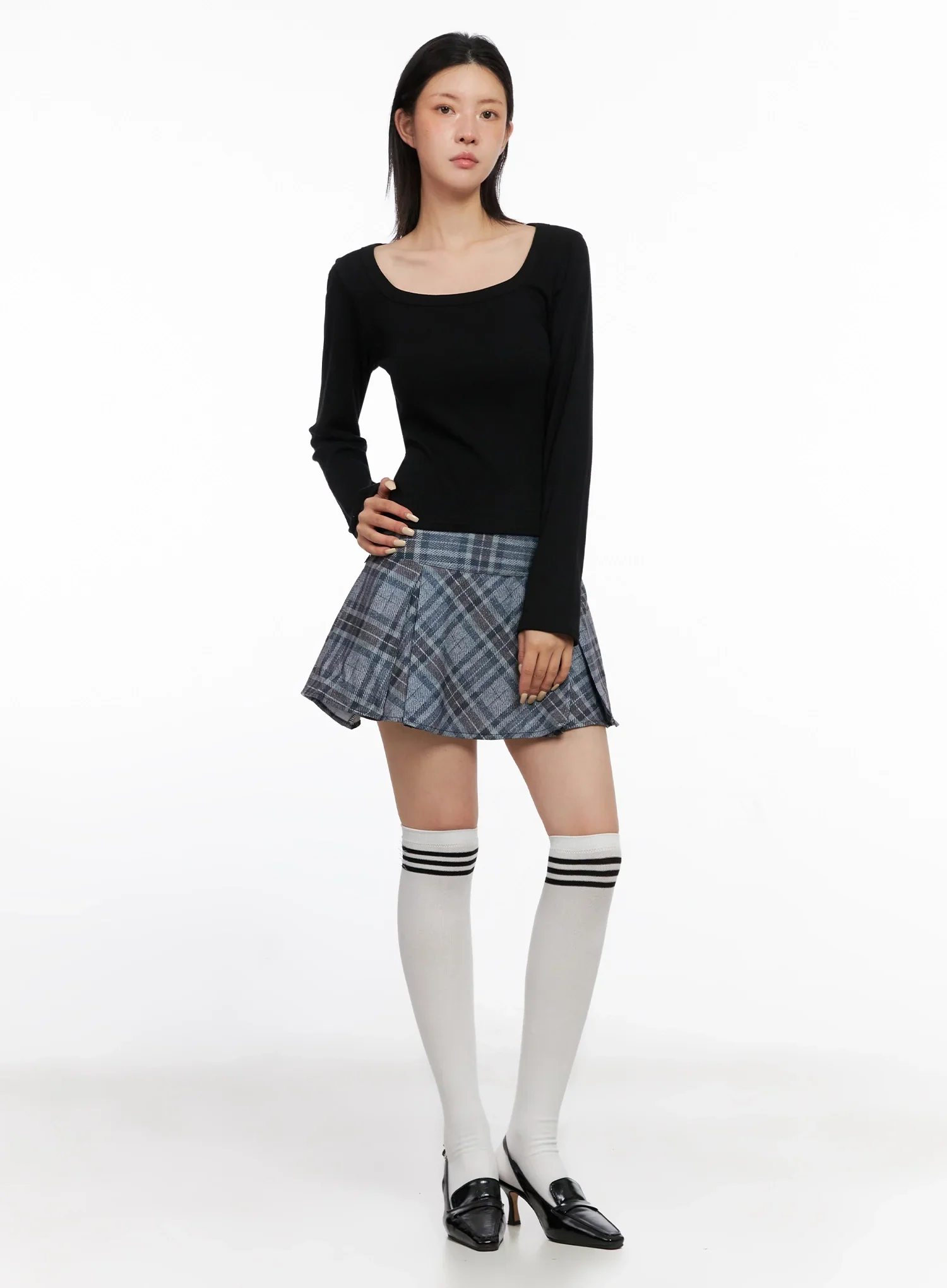 Wide Neck Fitted Long Sleeve Top IS508 - Image 7