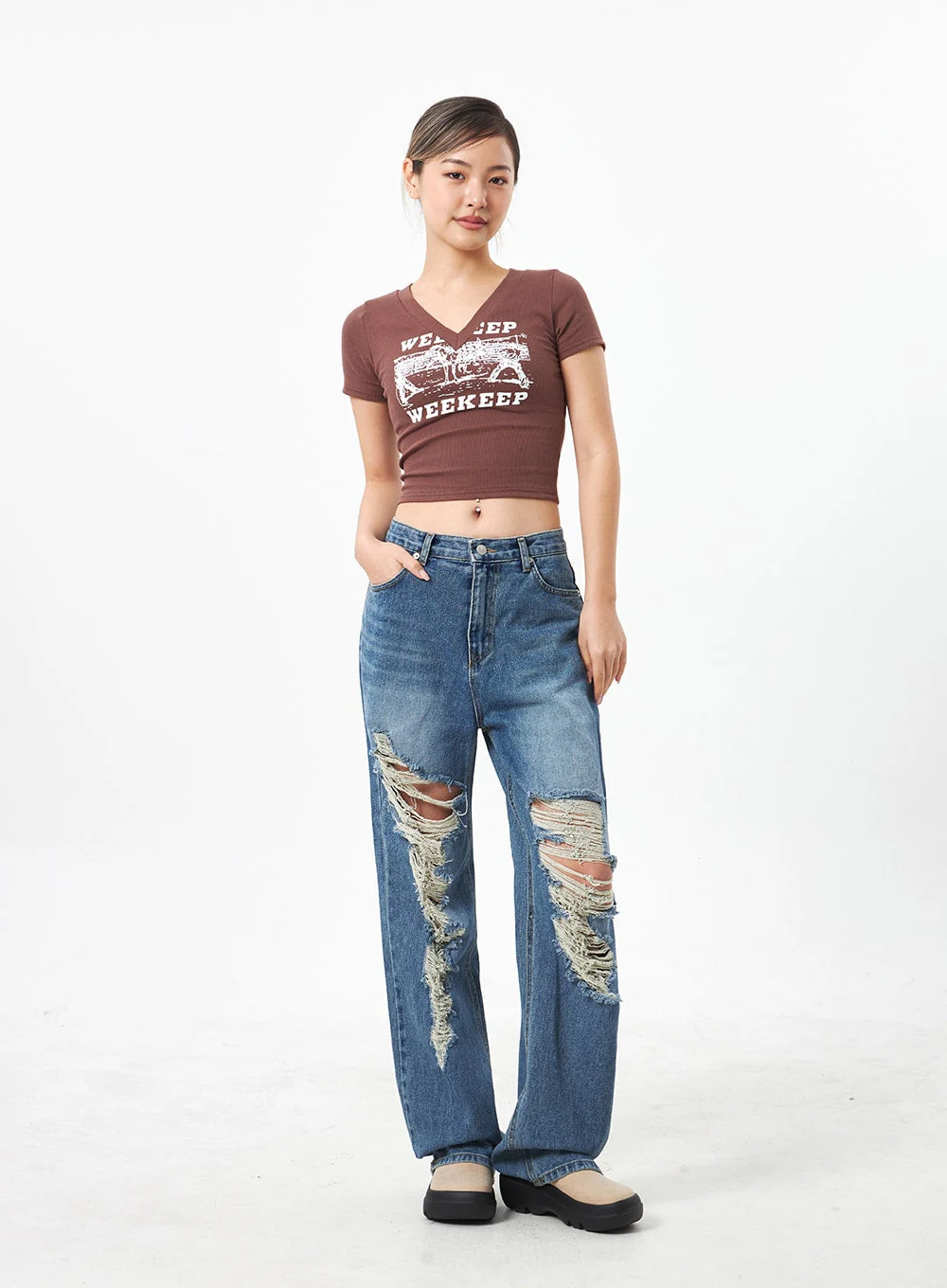 Wide Ripped Jeans CA304 - Image 3