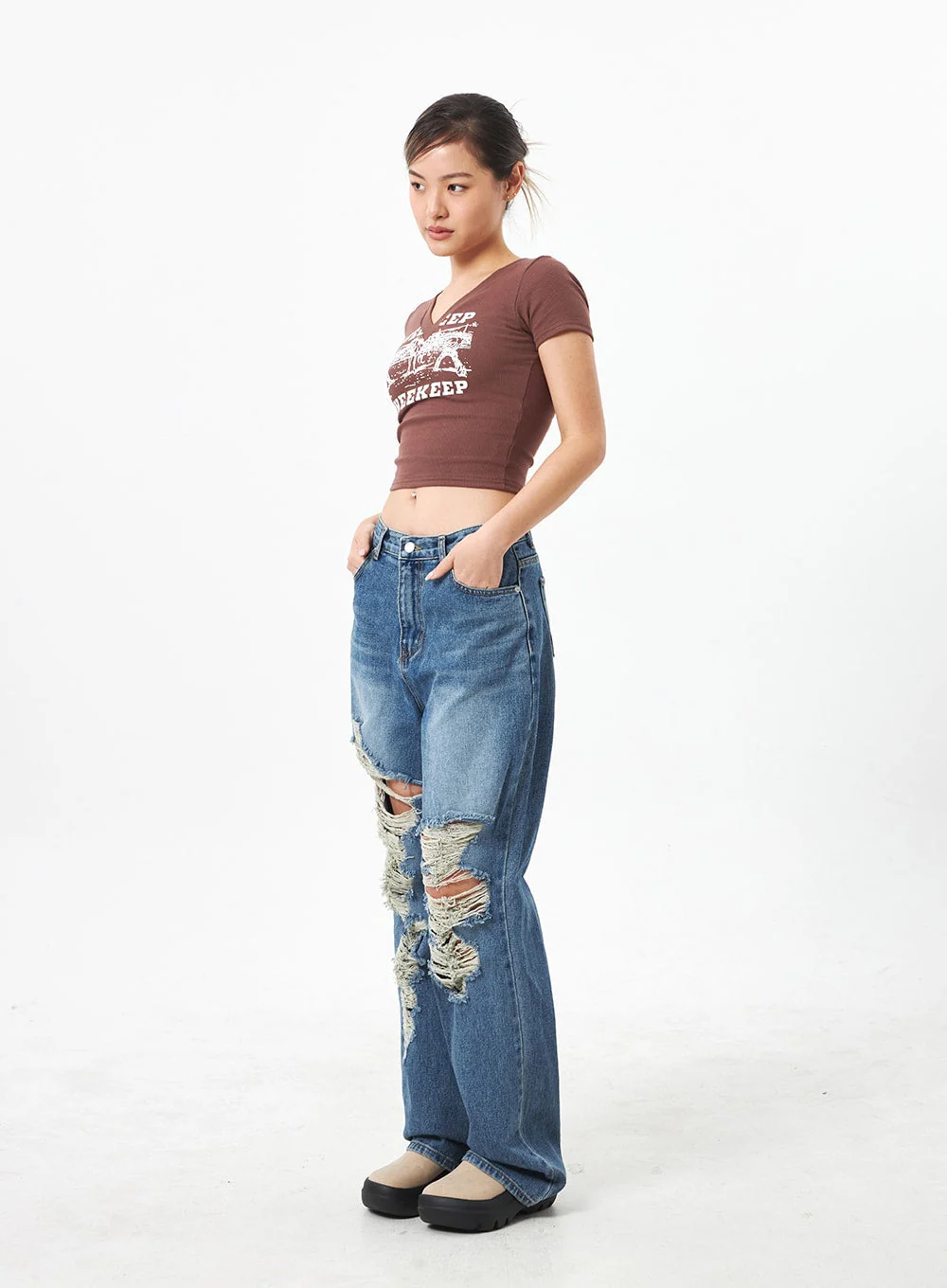 Wide Ripped Jeans CA304 - Image 8