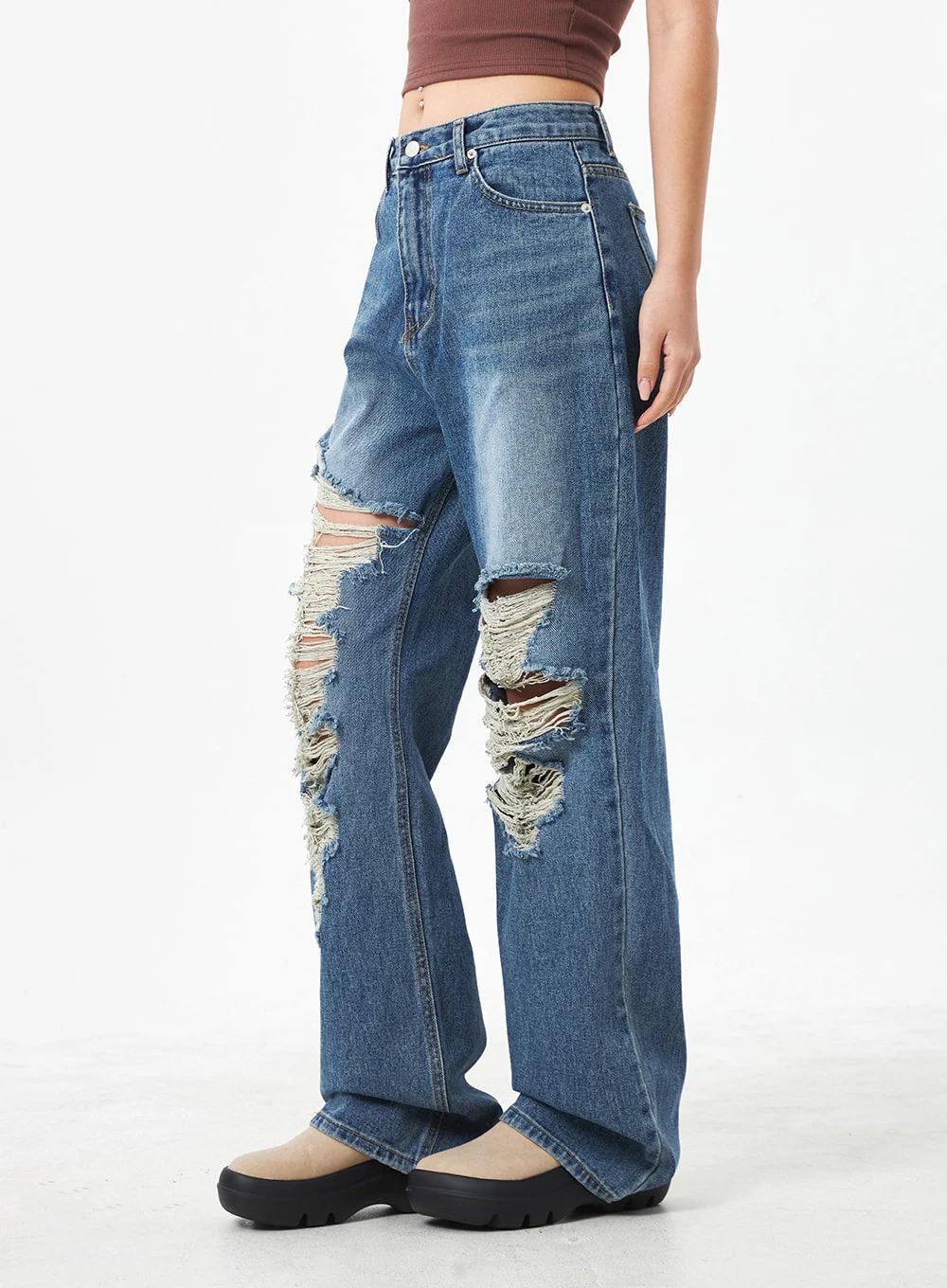 Wide Ripped Jeans CA304 - Image 9