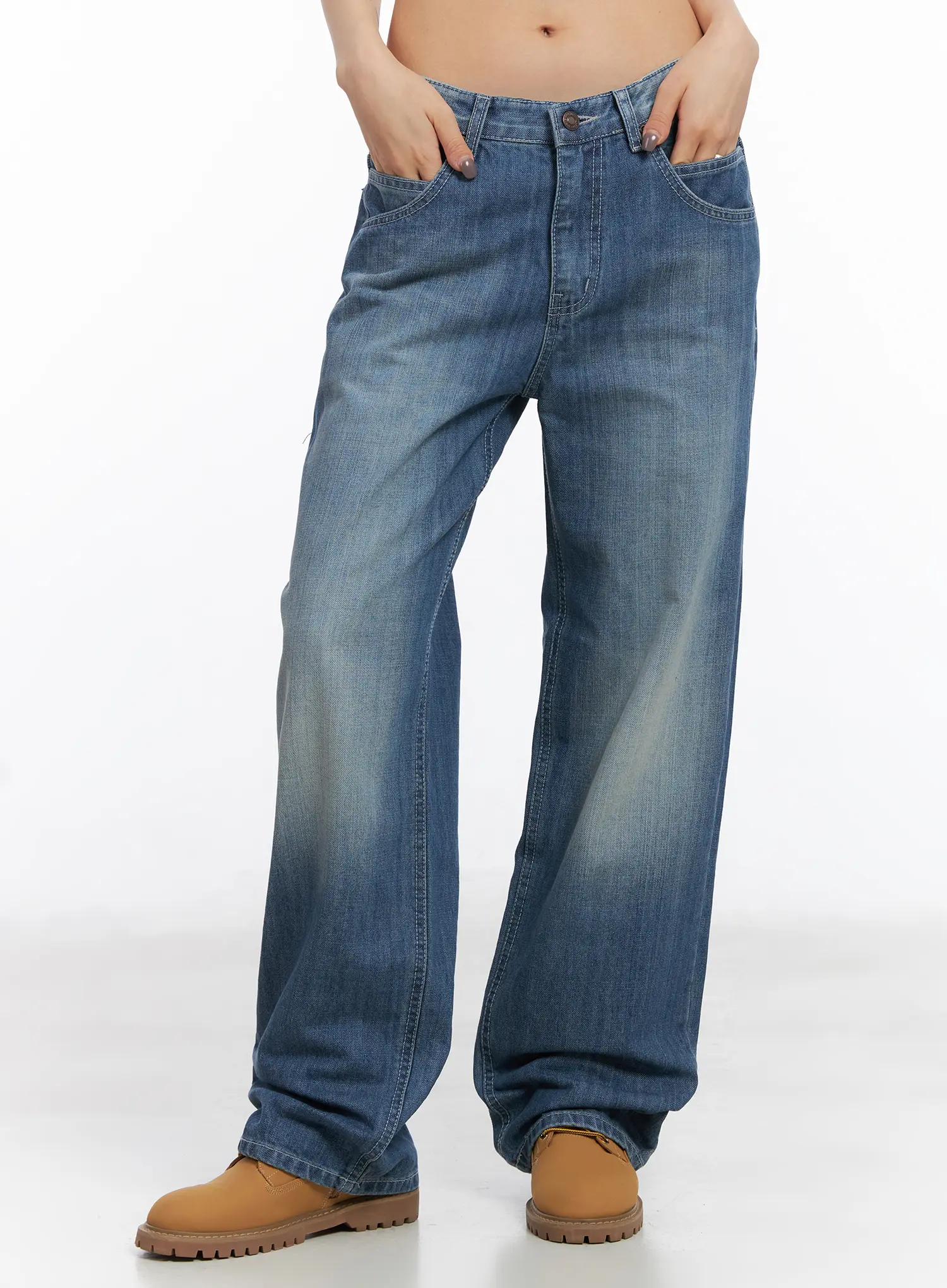 Wonbin Vintage Wash Wide-Leg Jeans CD505
