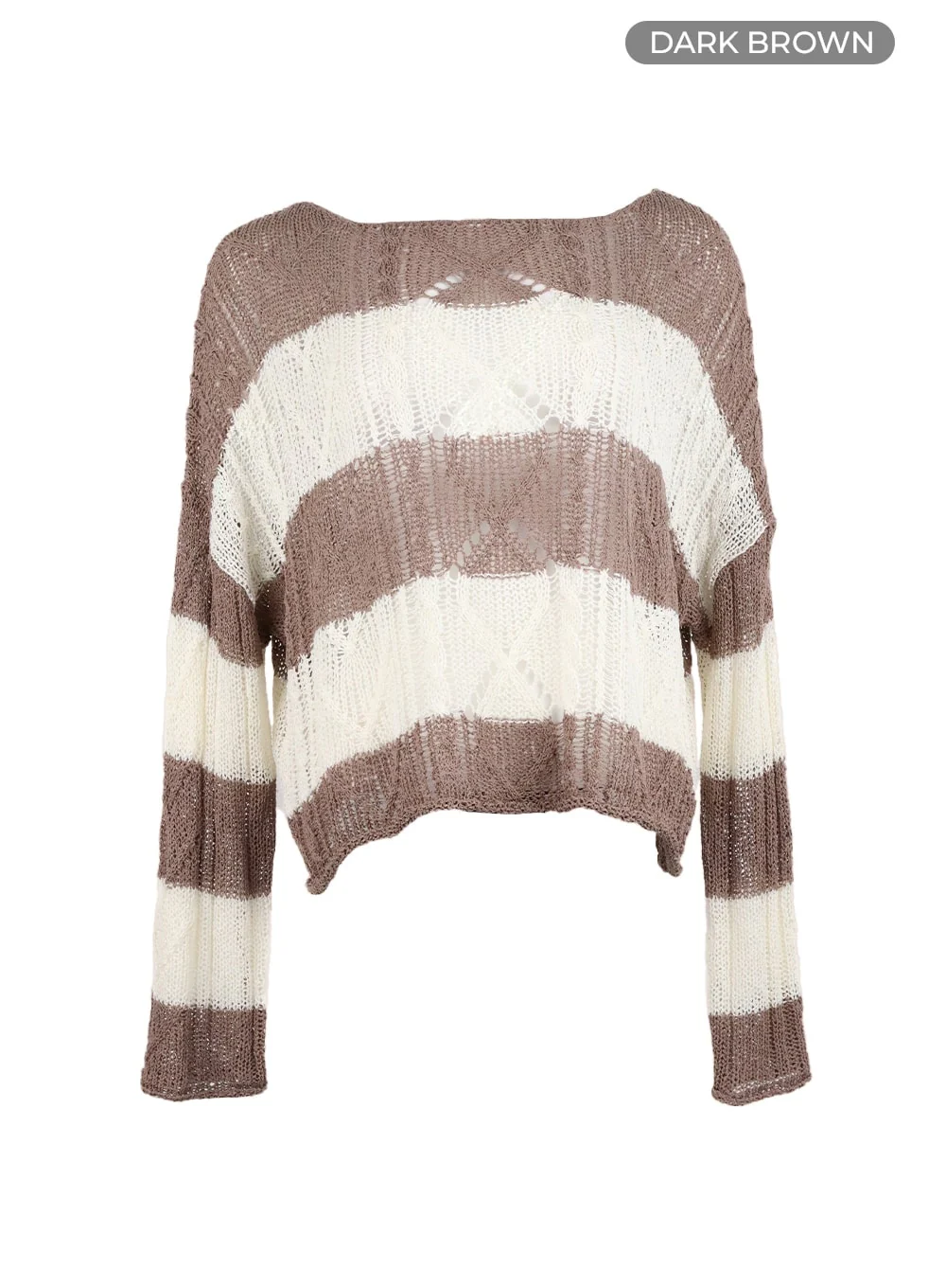 Wool Blend Hollow Out Striped Knit Sweater CM415 - Image 10