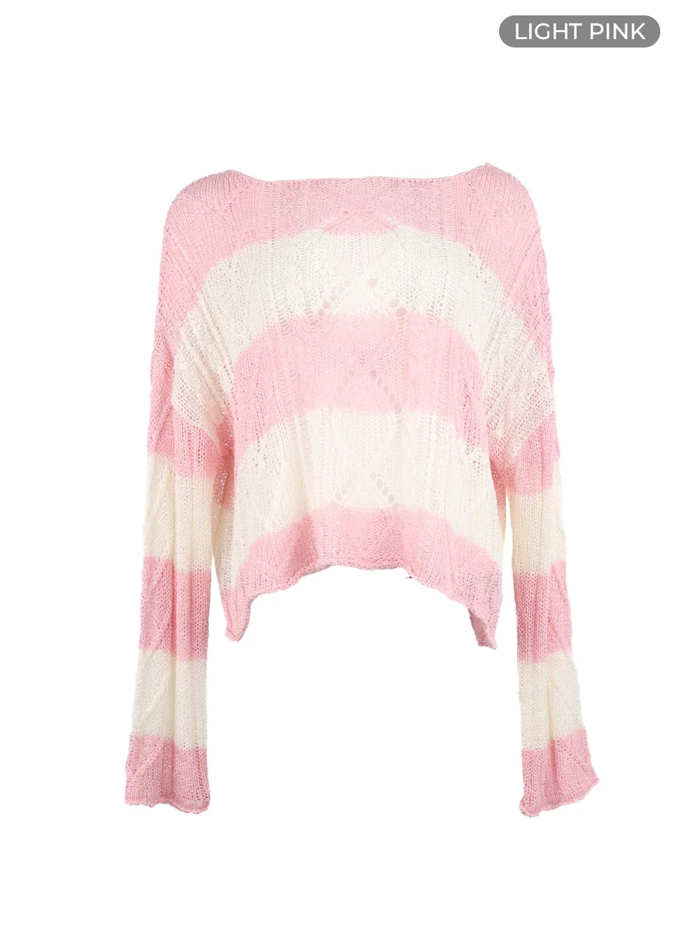 Wool Blend Hollow Out Striped Knit Sweater CM415 - Image 9
