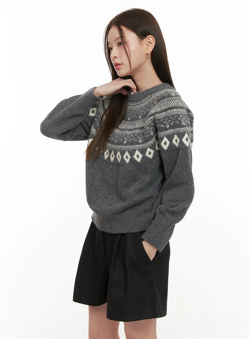 Wool-Blend Nordic Print Sweater OD412 - Image 6