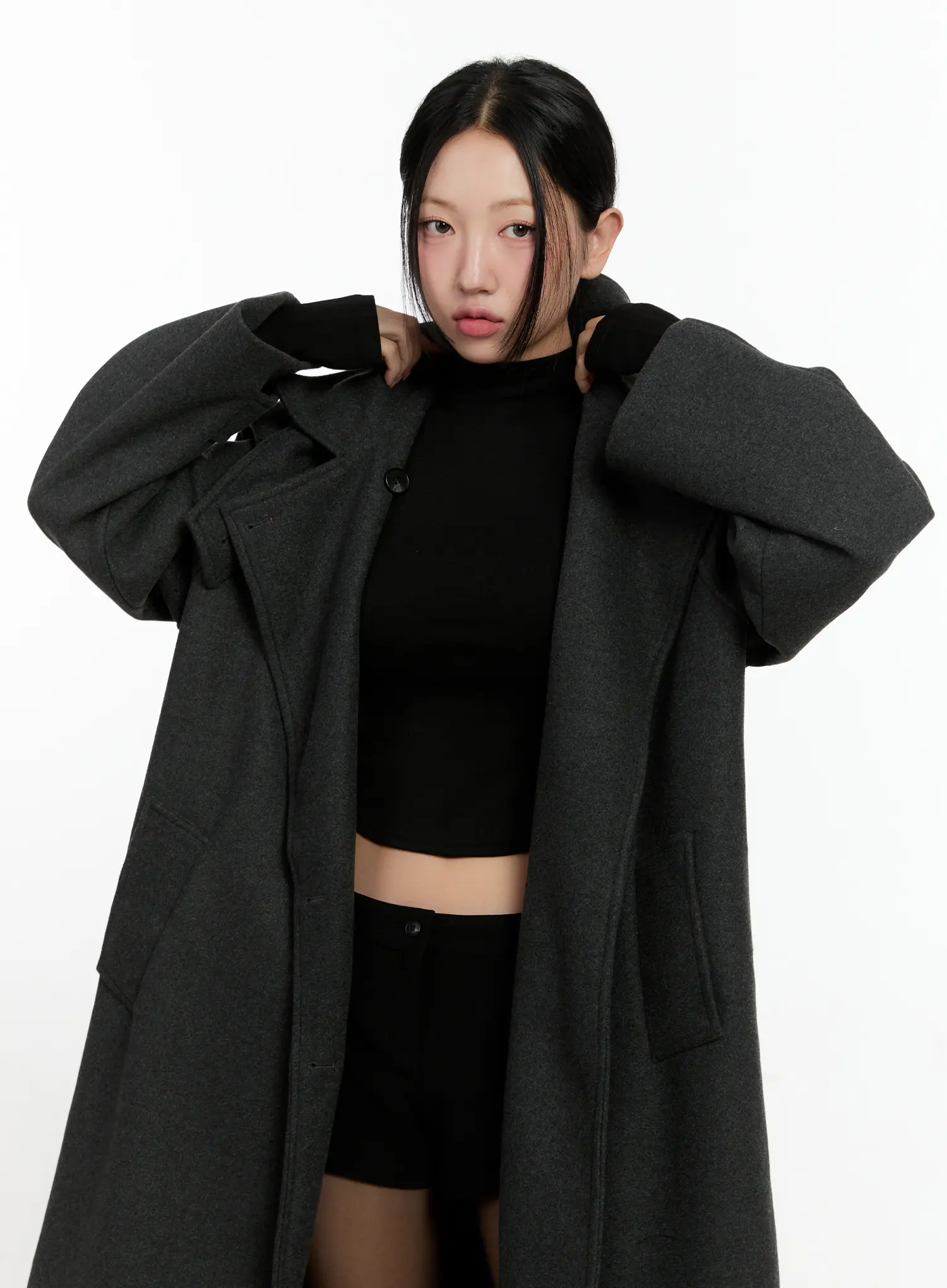Wool-Blend Turtleneck Long Coat CN506 - Image 2