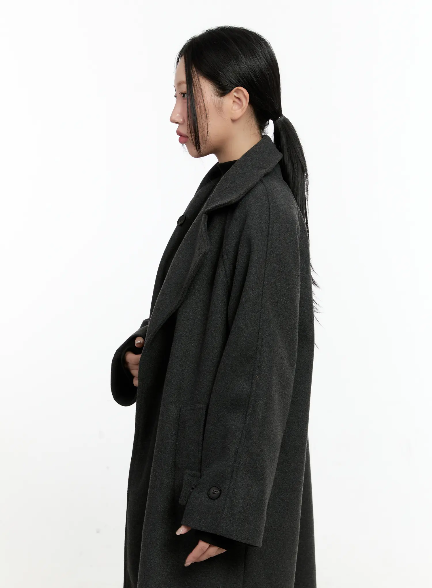 Wool-Blend Turtleneck Long Coat CN506 - Image 6