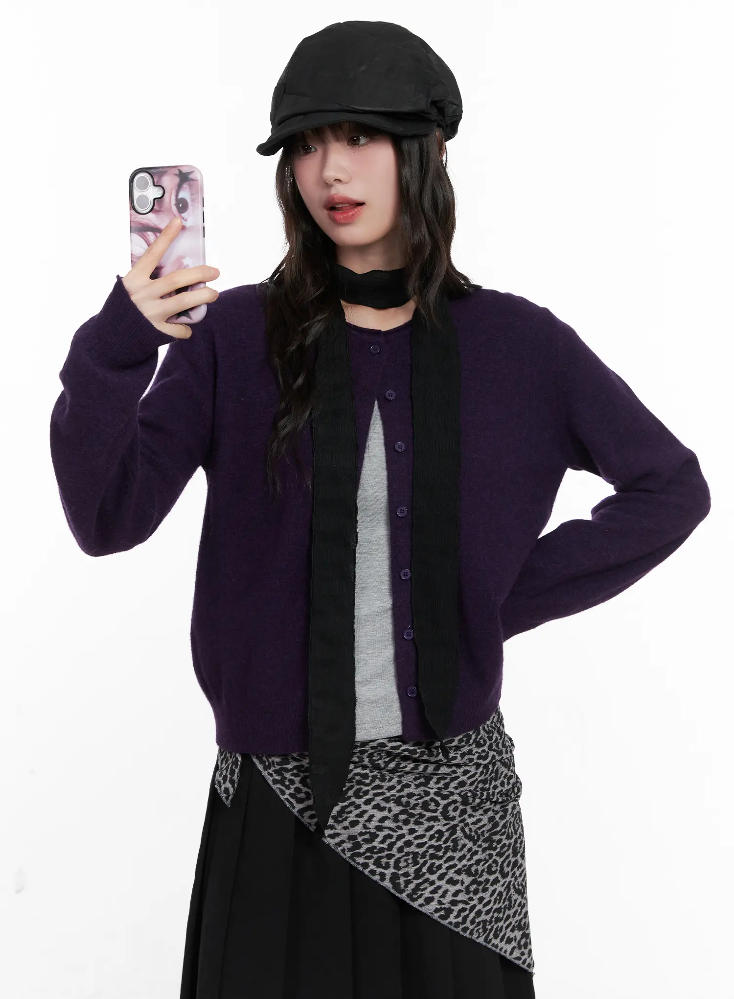 Wool-Blend U-Neck Cardigan CN511