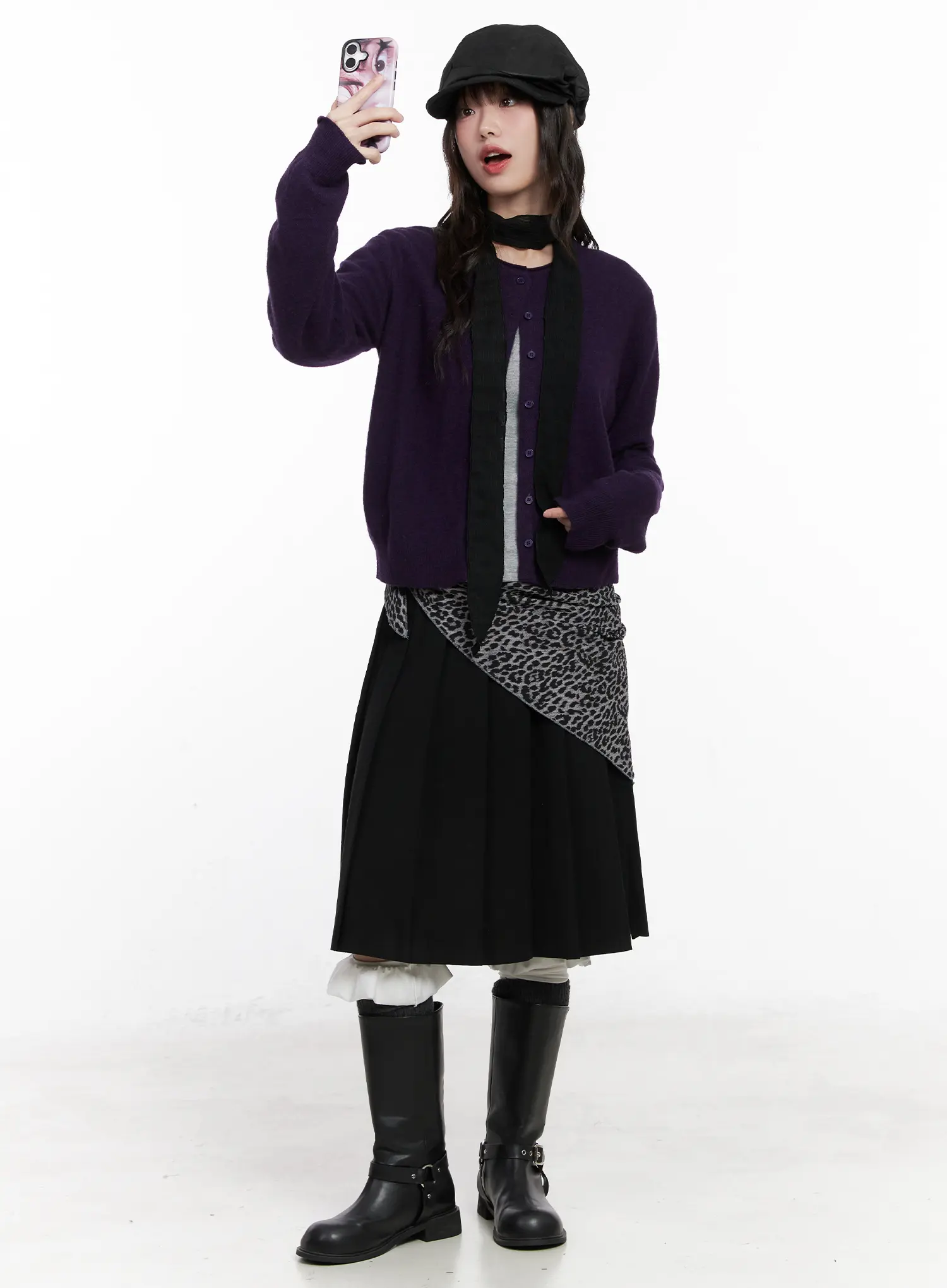 Wool-Blend U-Neck Cardigan CN511 - Image 3