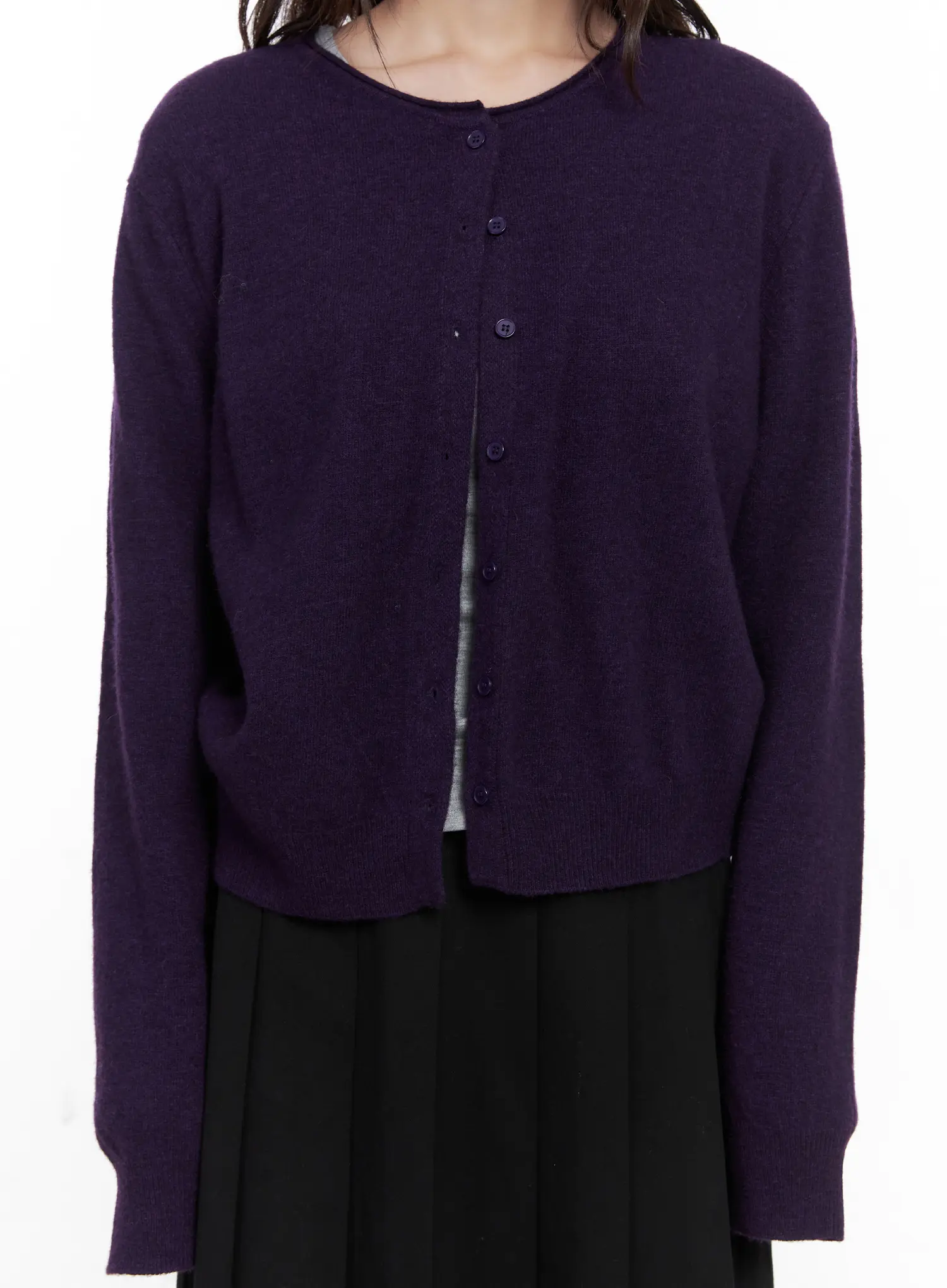 Wool-Blend U-Neck Cardigan CN511 - Image 4