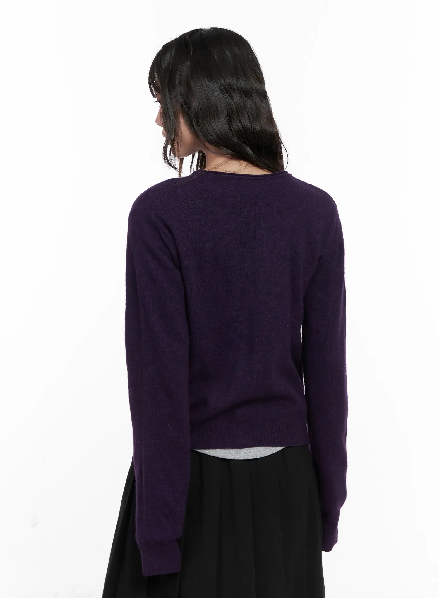 Wool-Blend U-Neck Cardigan CN511 - Image 7