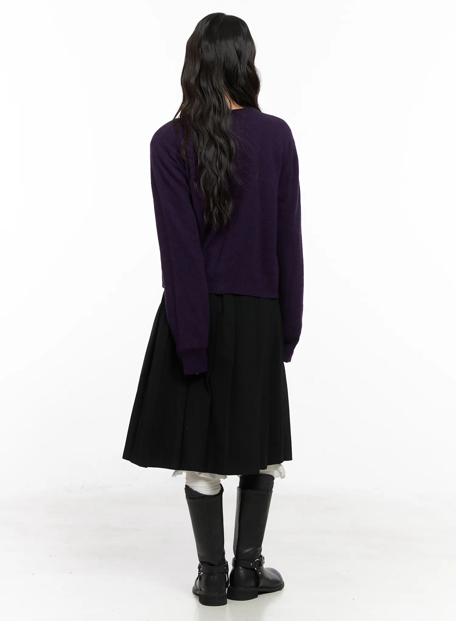 Wool-Blend U-Neck Cardigan CN511 - Image 8