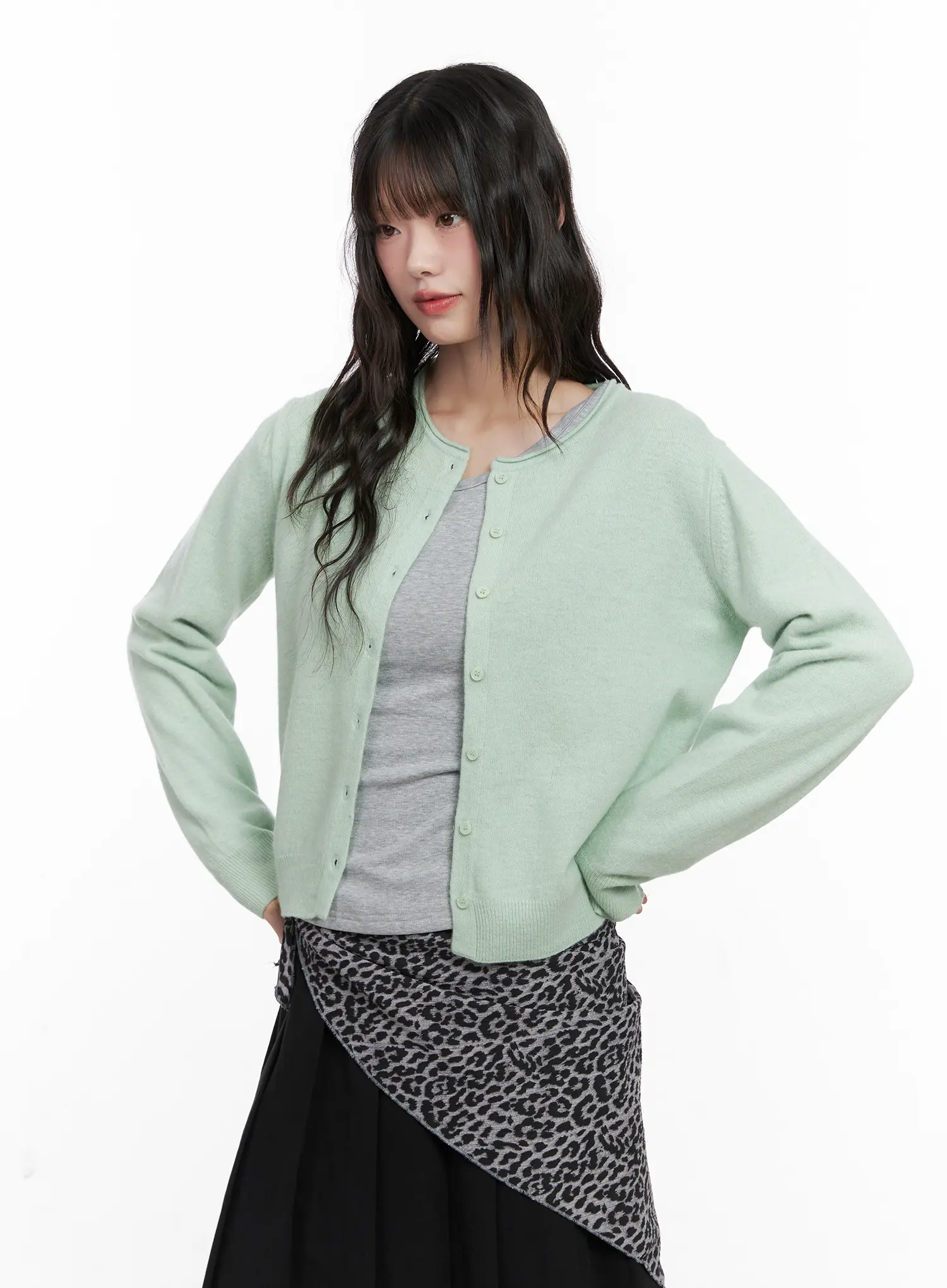 Wool-Blend U-Neck Cardigan CN511 - Image 9