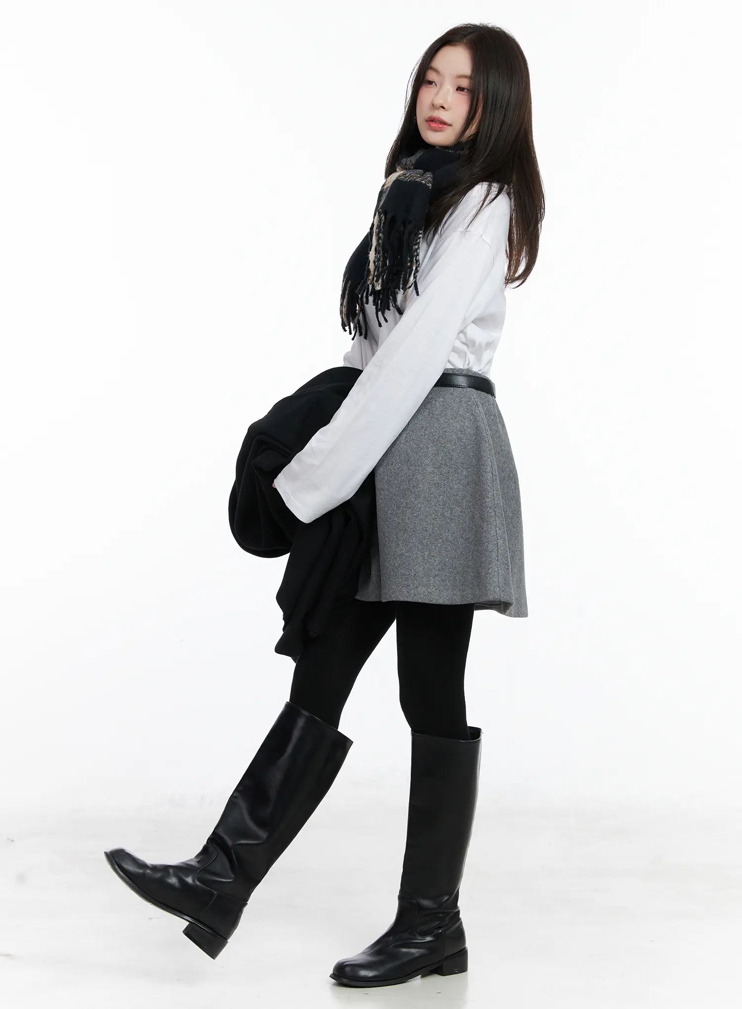 Wool-Blended A-Line Mini Skirt CN518 - Image 5