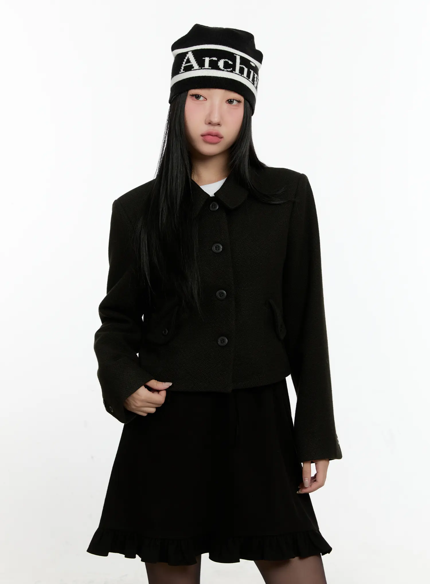 Wool Buttoned Crop Jacket CN506 - Image 2