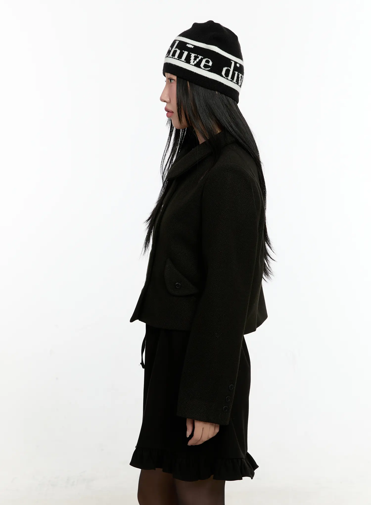 Wool Buttoned Crop Jacket CN506 - Image 6