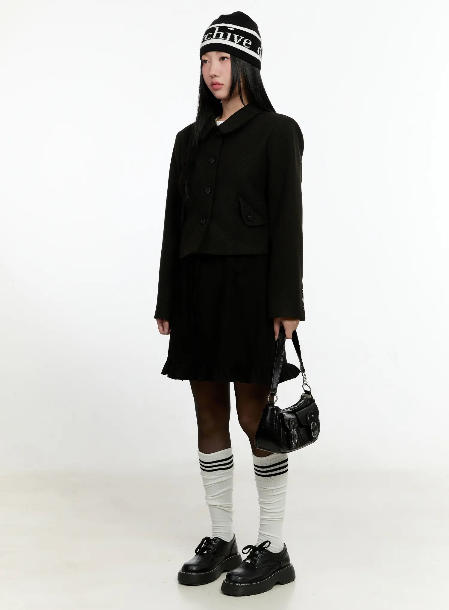 Wool Buttoned Crop Jacket CN506 - Image 7