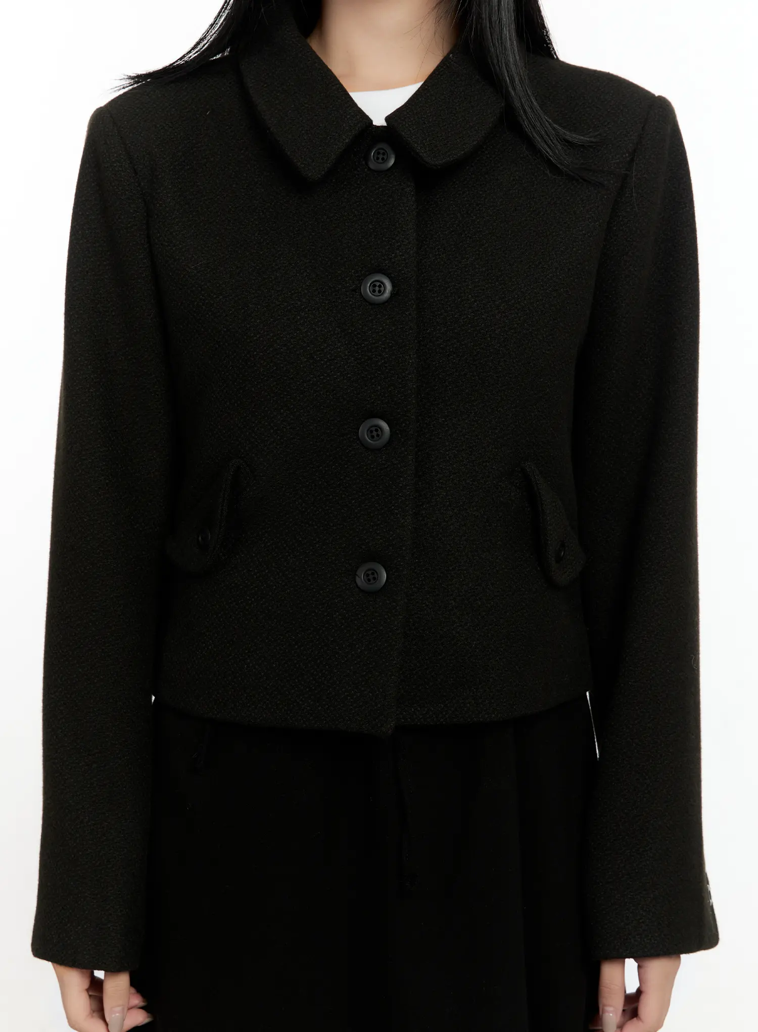 Wool Buttoned Crop Jacket CN506 - Image 8